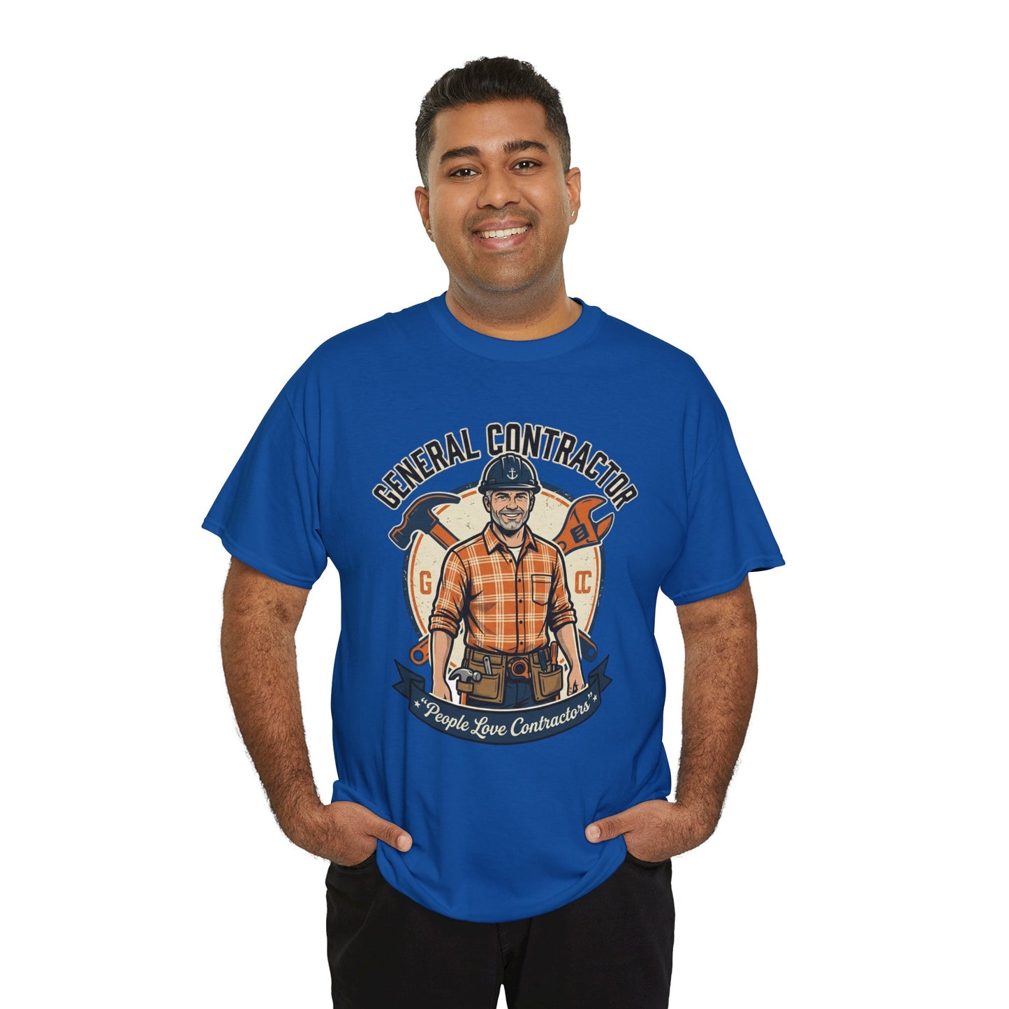 General Contractor T-Shirt — Vintage Construction Worker Logo Tee Printify