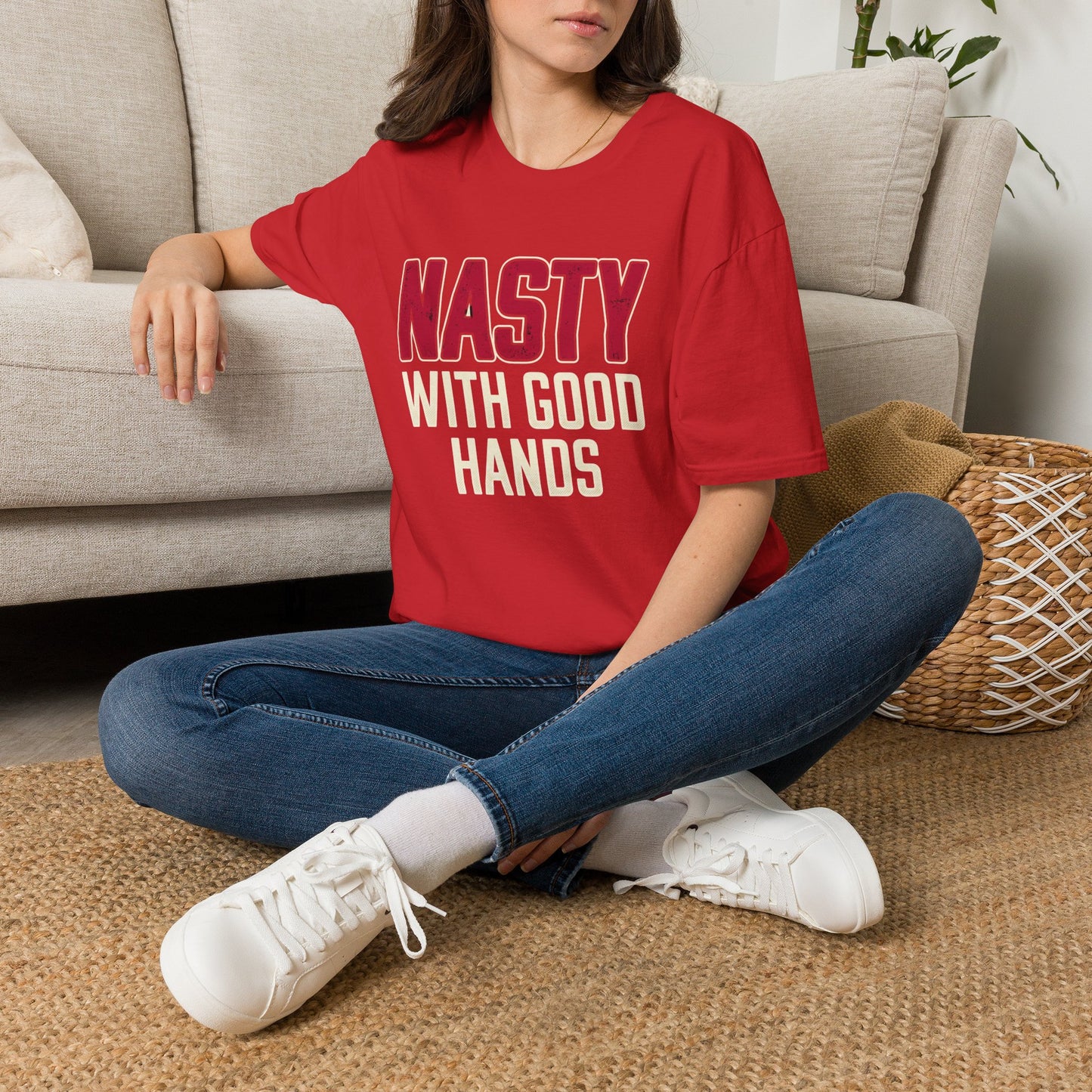 "NASTY With Good Hands" Bold Lettering Graphic Tee