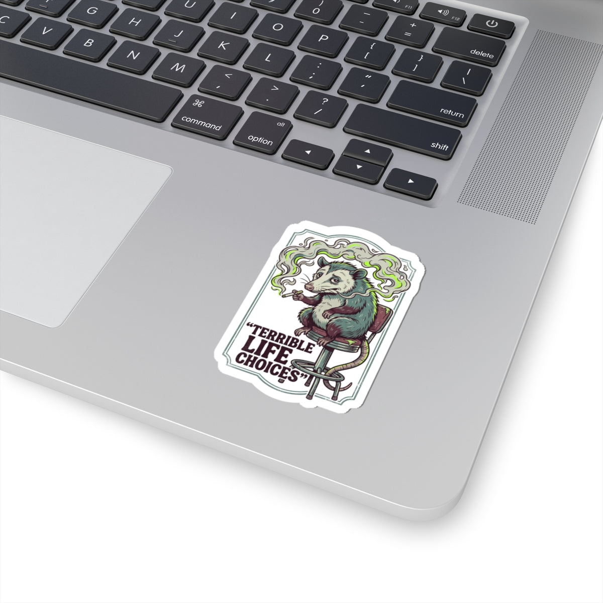 Terrible Life Choices Possum Sticker | absurdist, edgy smoking animal