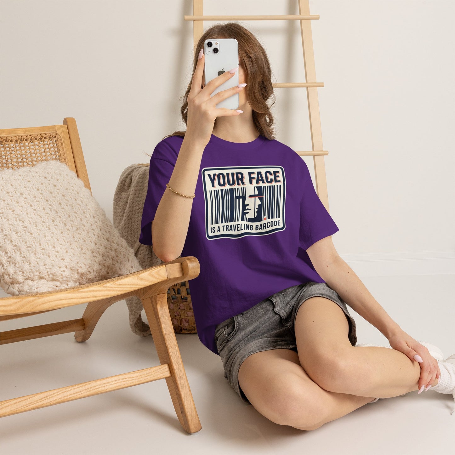"Your Face Is a Traveling Barcode" Graphic Tee