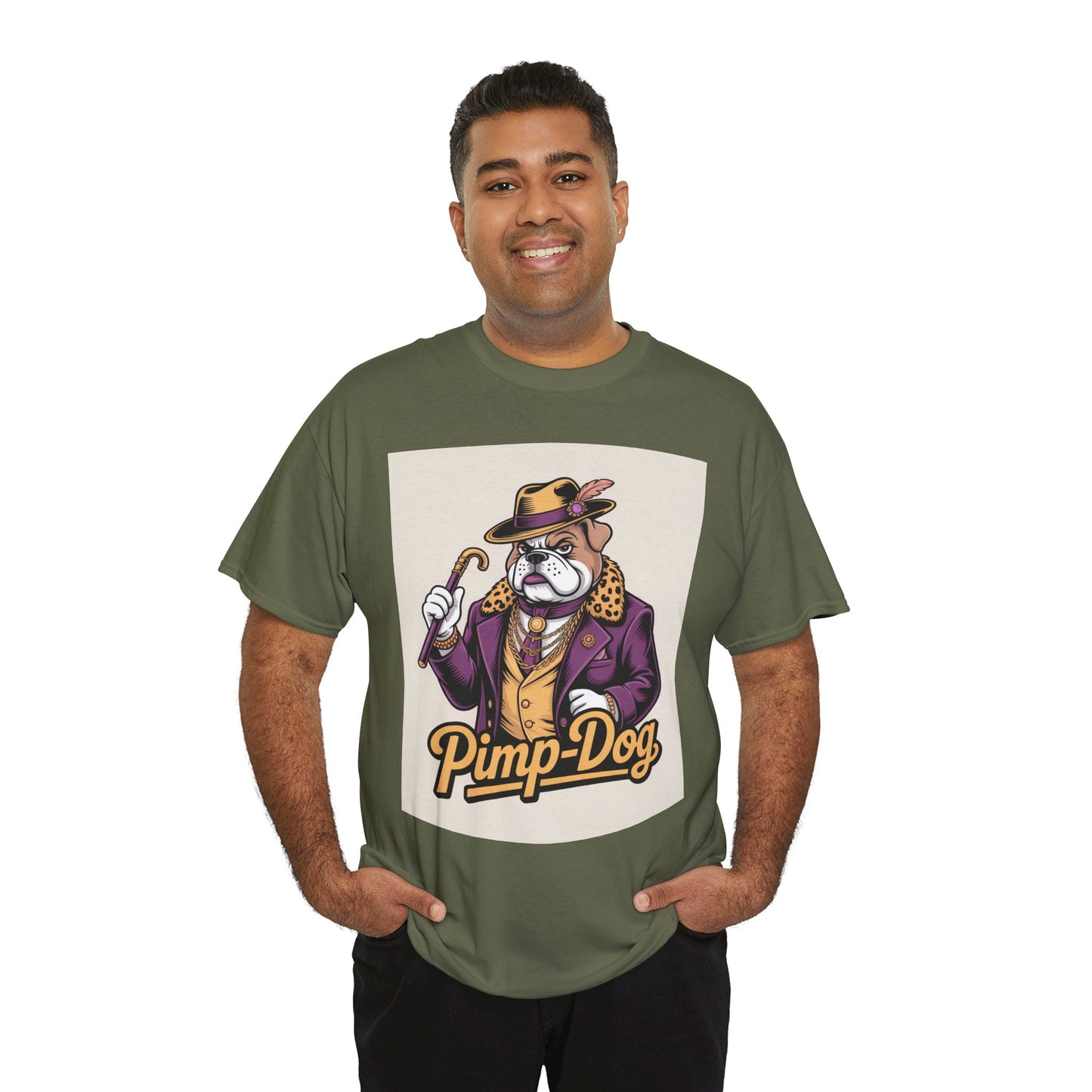 Pimp-Dog Graphic Tee — Retro Bulldog Character Shirt Printify