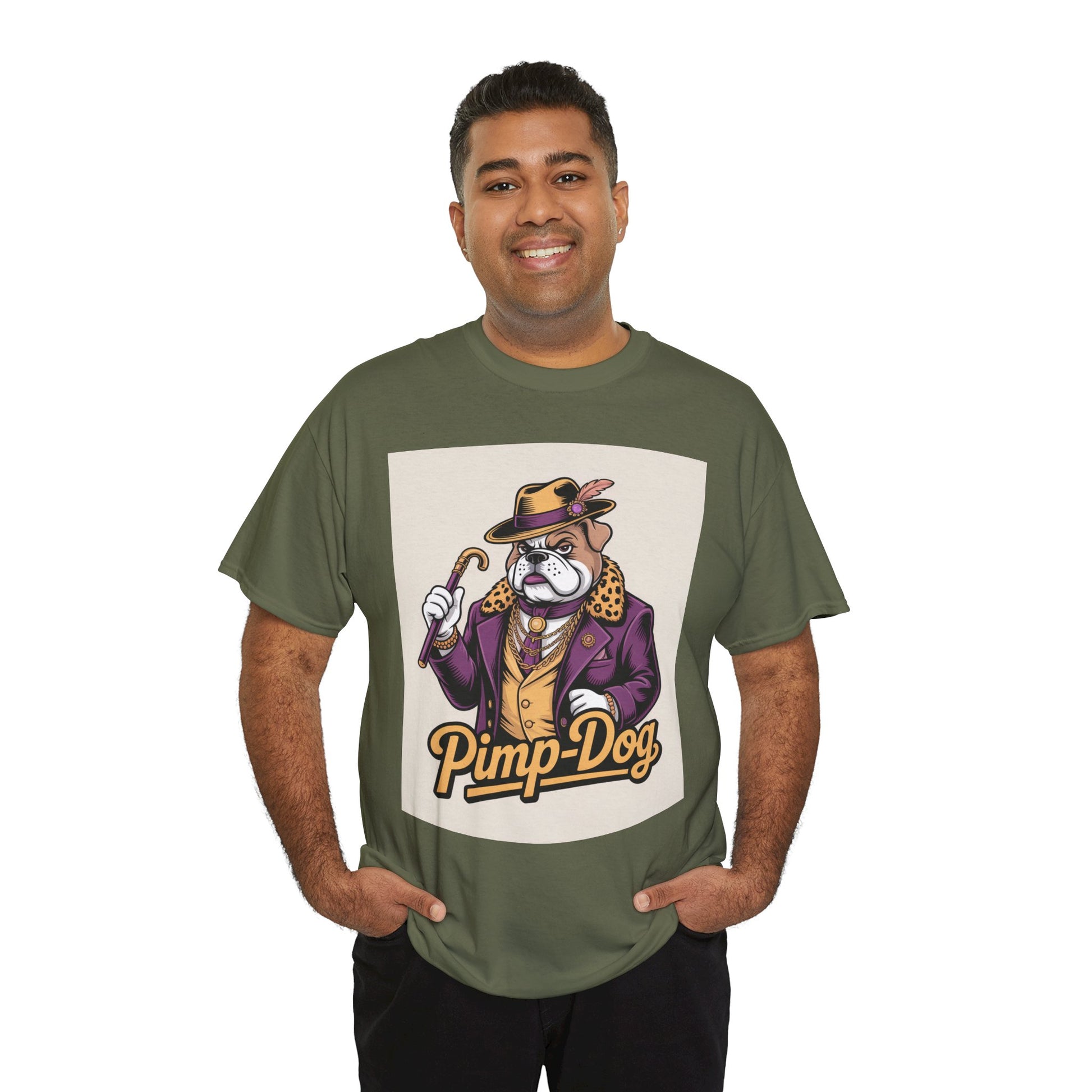 Pimp-Dog Graphic Tee — Retro Bulldog Character Shirt Printify