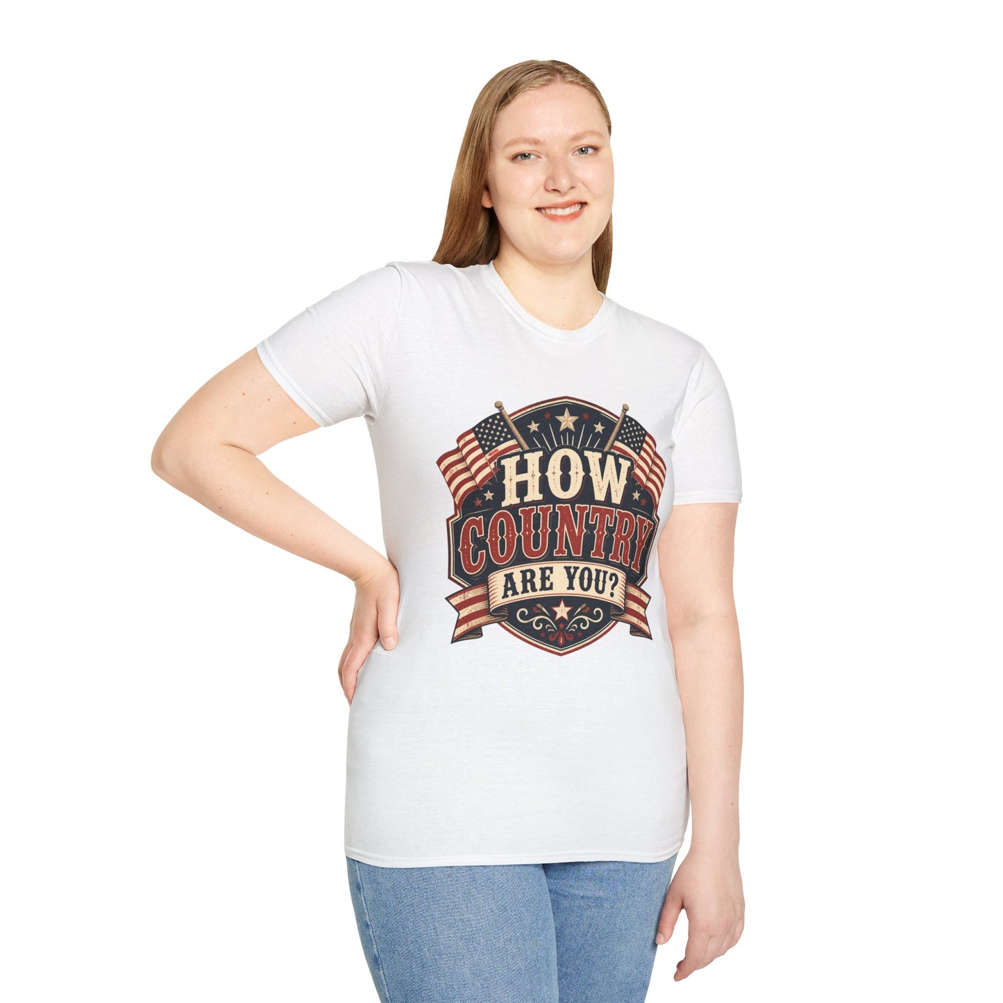 How Country Are You? T-Shirt — Vintage American Flag Country Graphic Tee