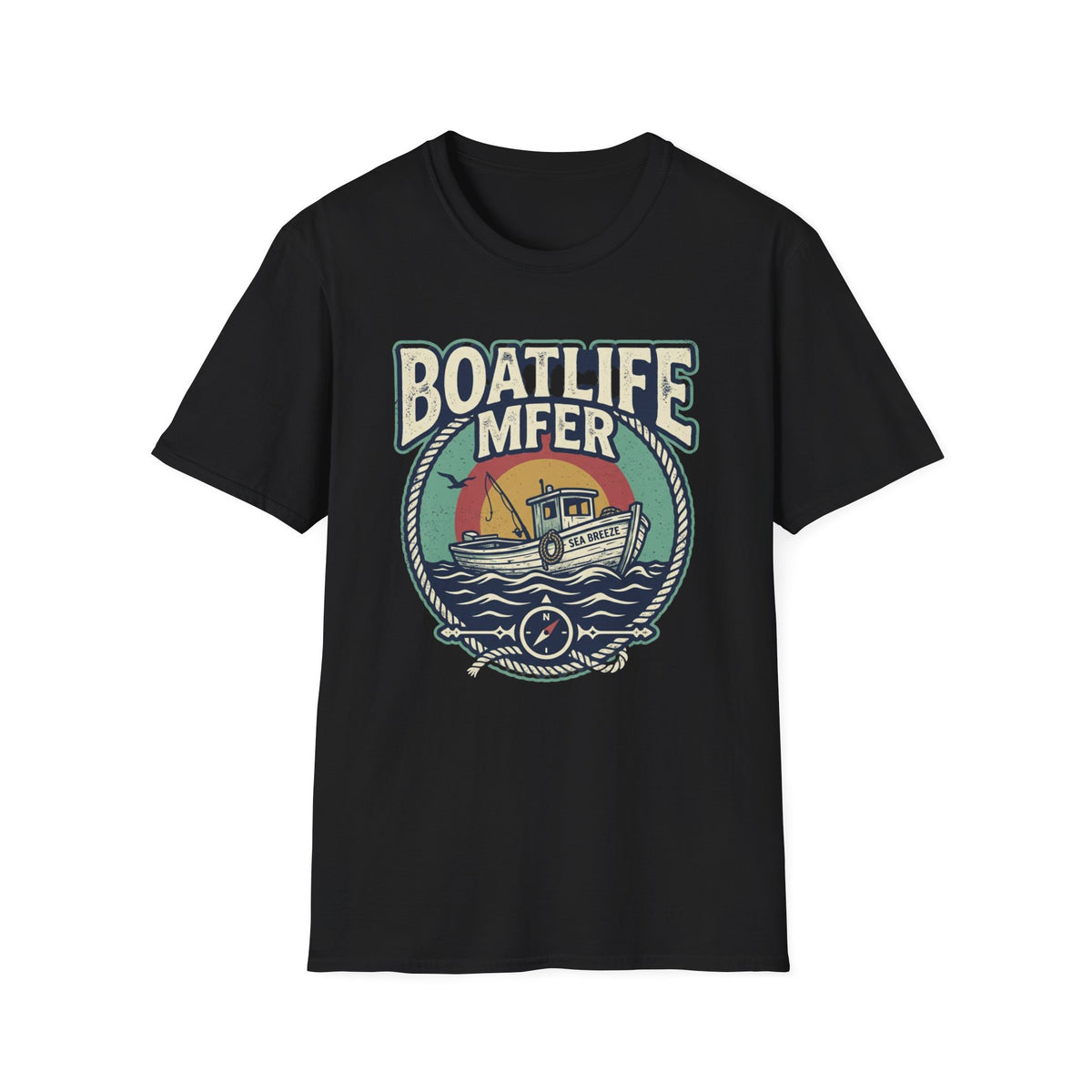 Boat Life T-Shirt – Vintage Fishing Boat Graphic 'Boat Life MFER' Tee