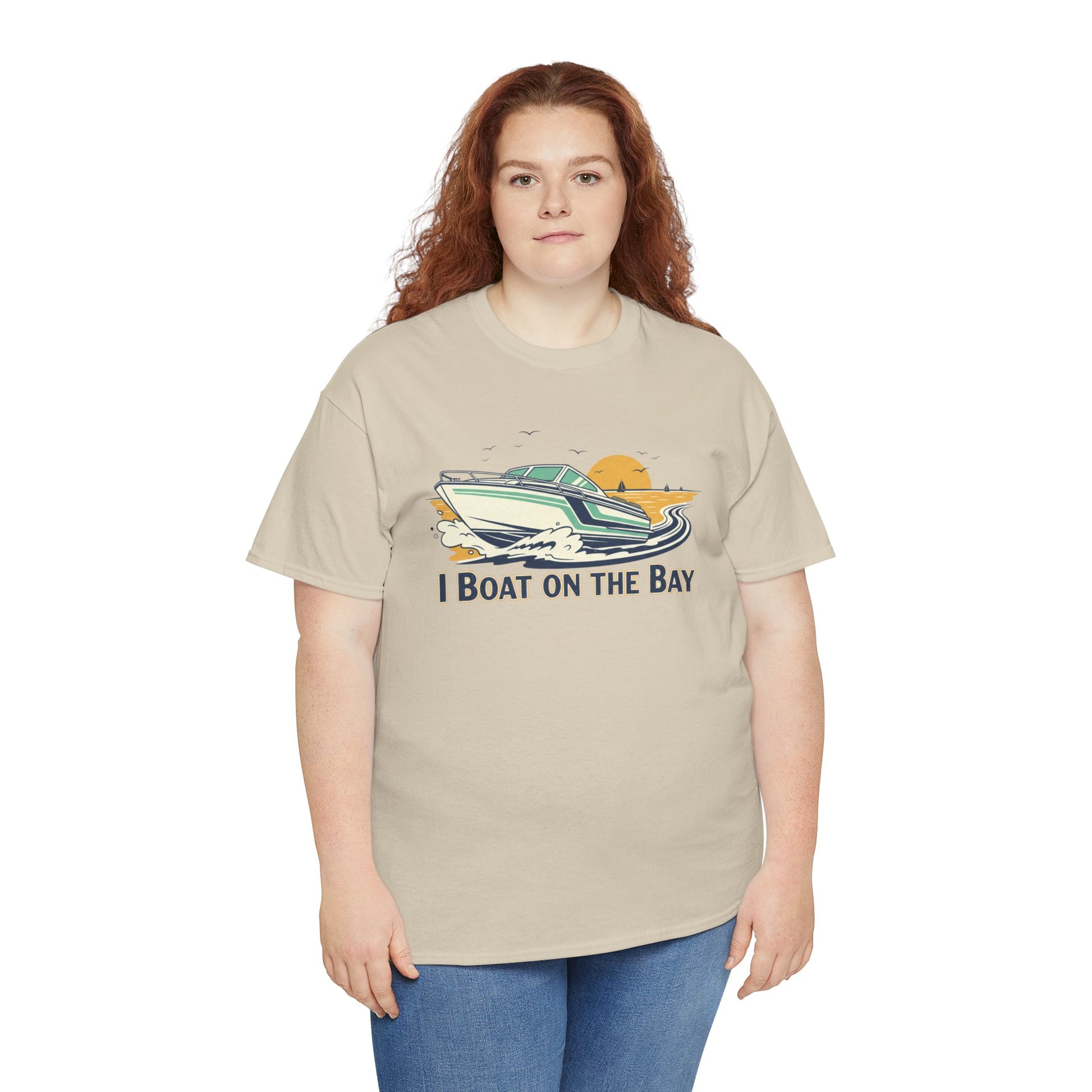 Boat on the Bay T-Shirt — Retro Motorboat Sunset Tee Printify