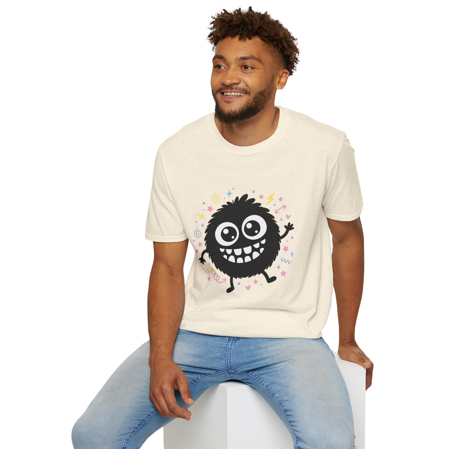Cute Fuzzy Monster T-Shirt — Playful Cartoon Graphic Tee for Kids & Adults