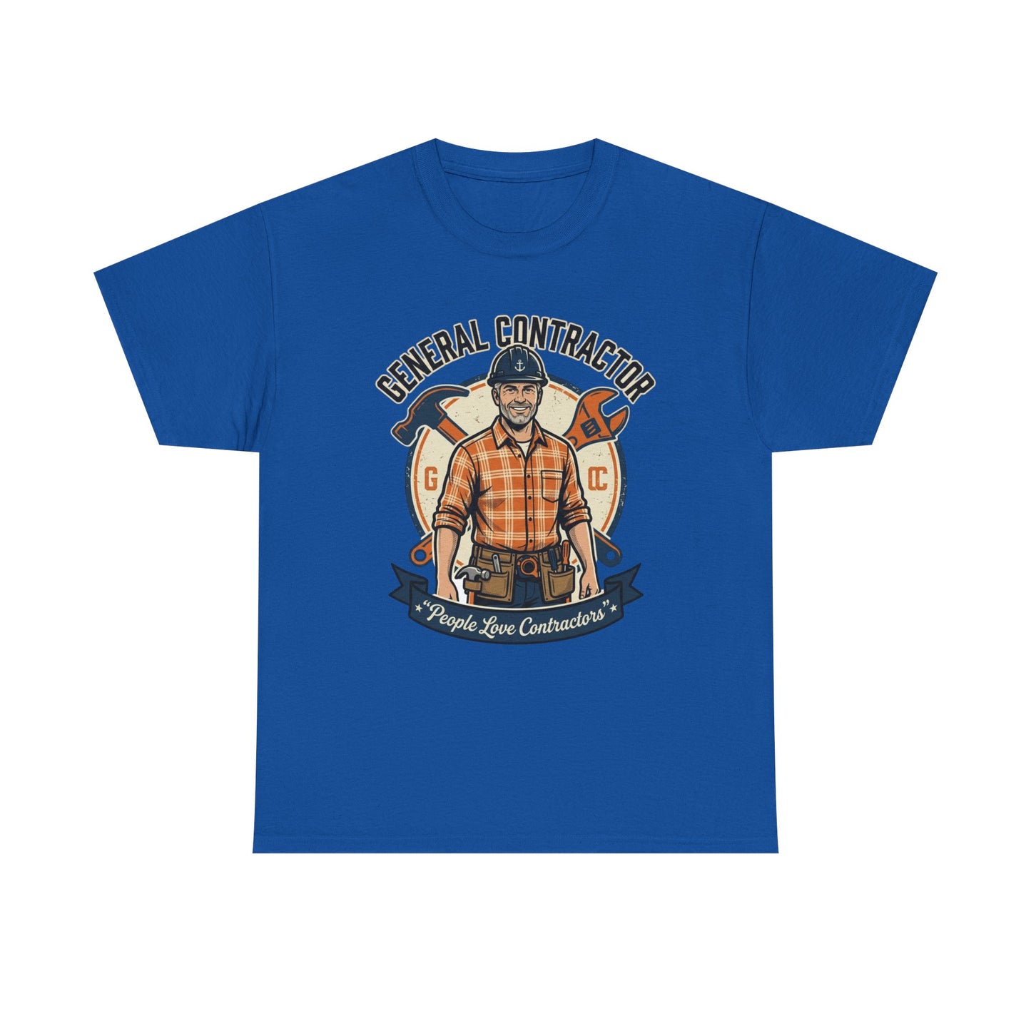 General Contractor T-Shirt — Vintage Construction Worker Logo Tee Printify