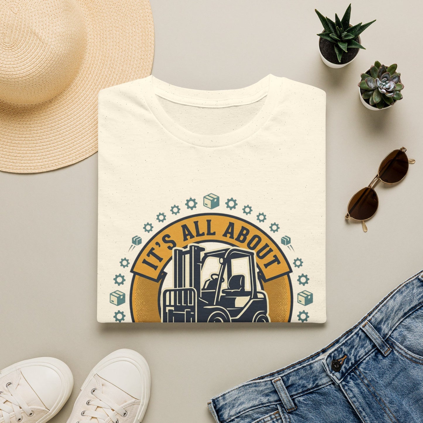 Moving Company T-Shirt — "It's All About Moving Units" Forklift Logo