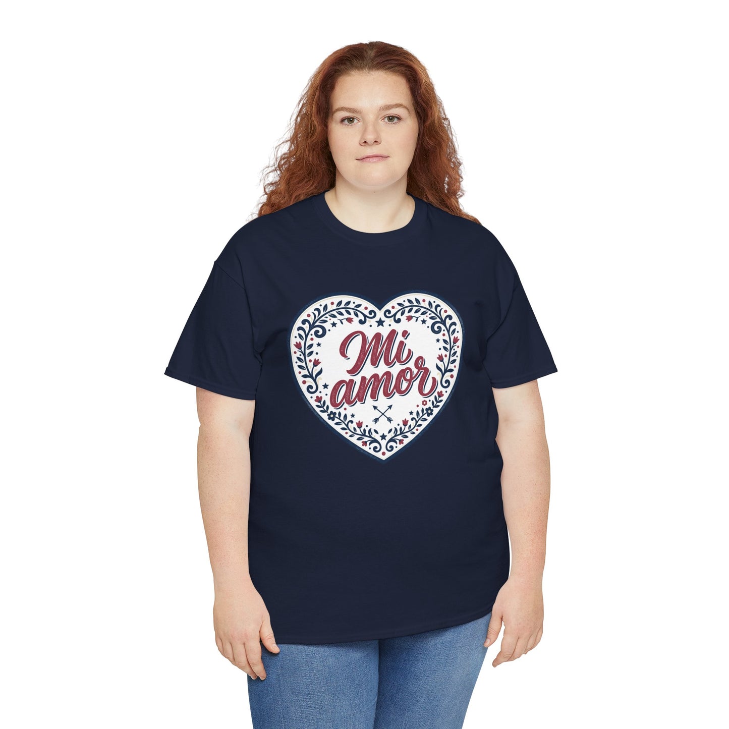 Mi Amor Heart T-Shirt — Romantic Floral Graphic Tee for Valentine’s Day
