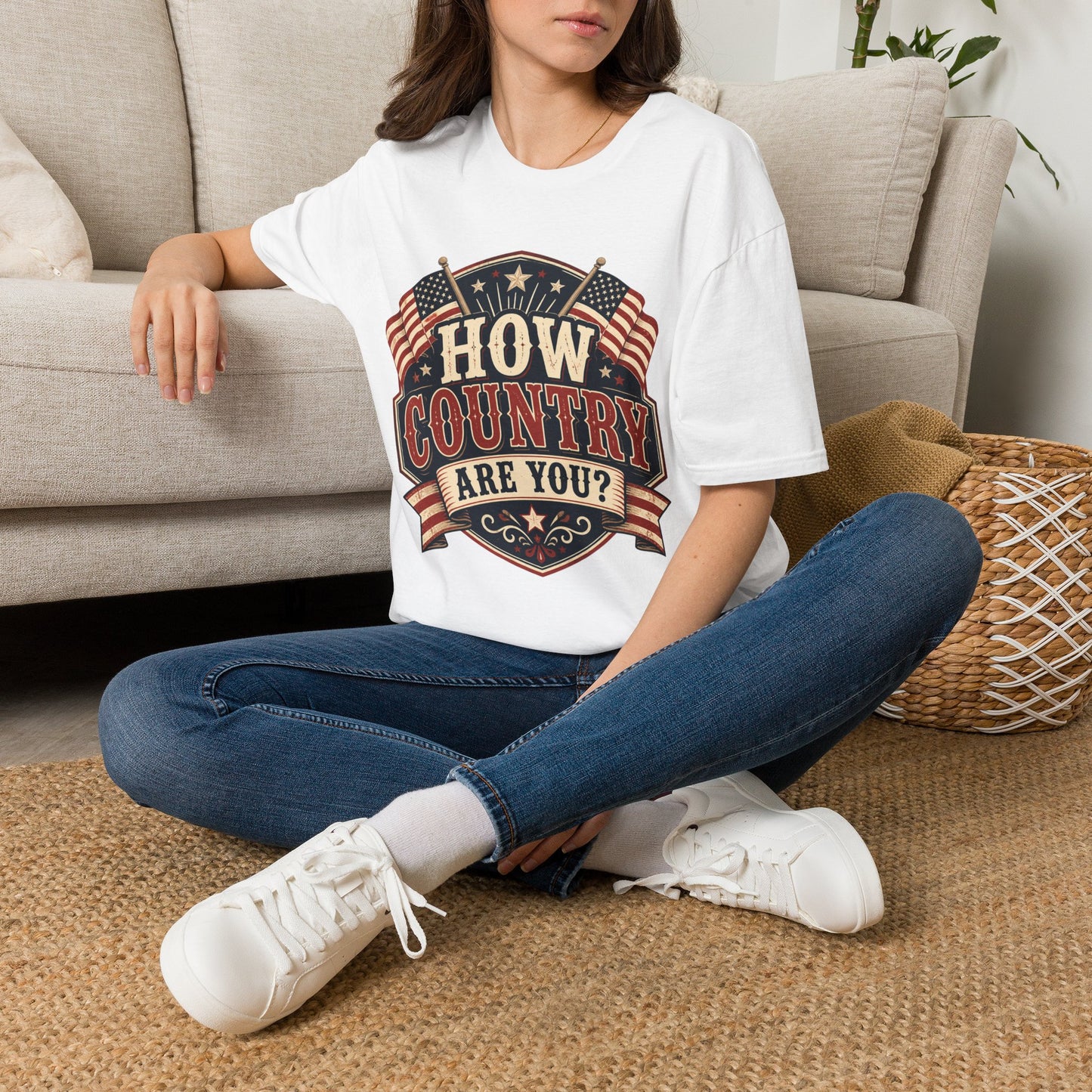 How Country Are You? T-Shirt — Vintage American Flag Country Graphic Tee