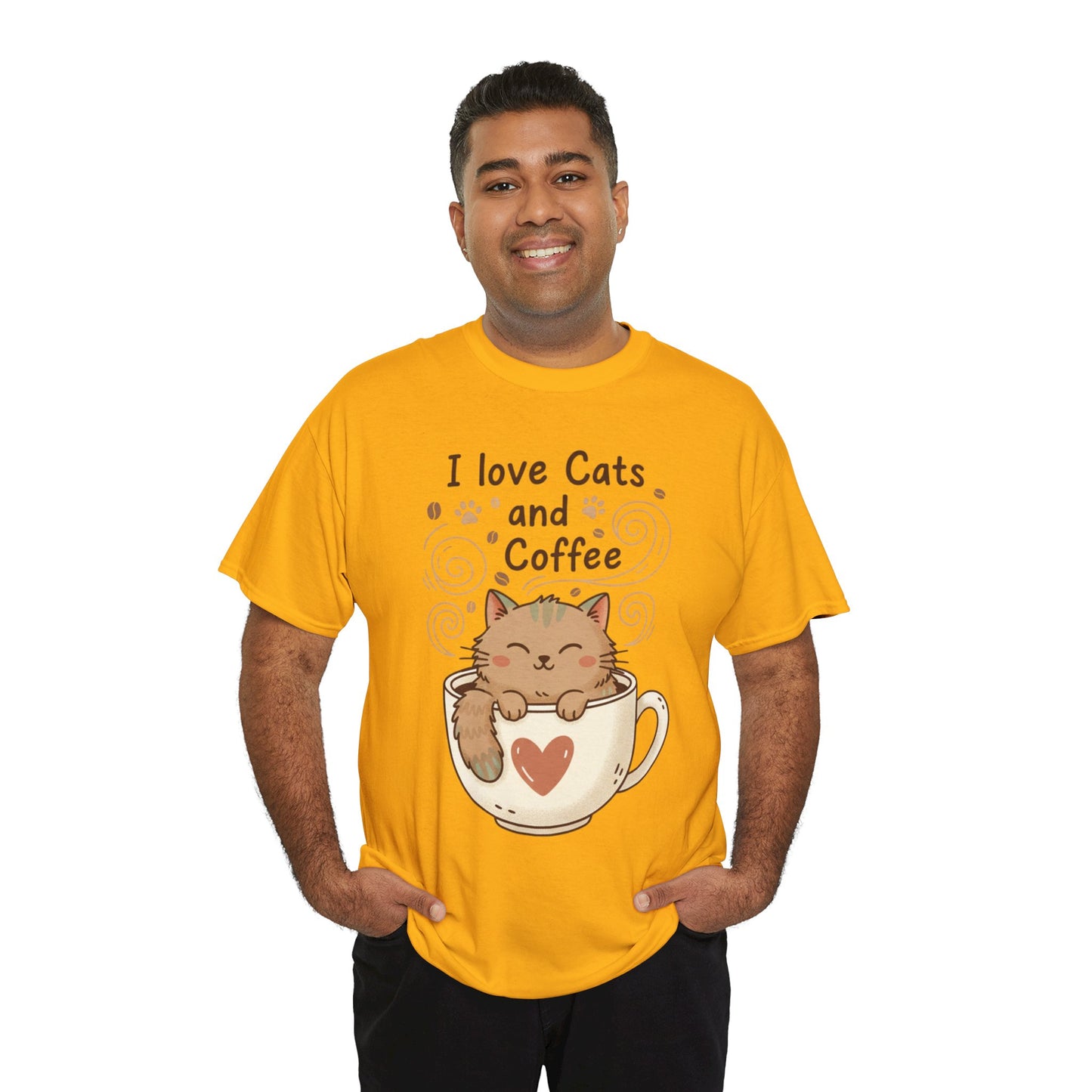 Cat and Coffee T‑Shirt — "I Love Cats and Coffee" Cute Cat in Mug Tee
