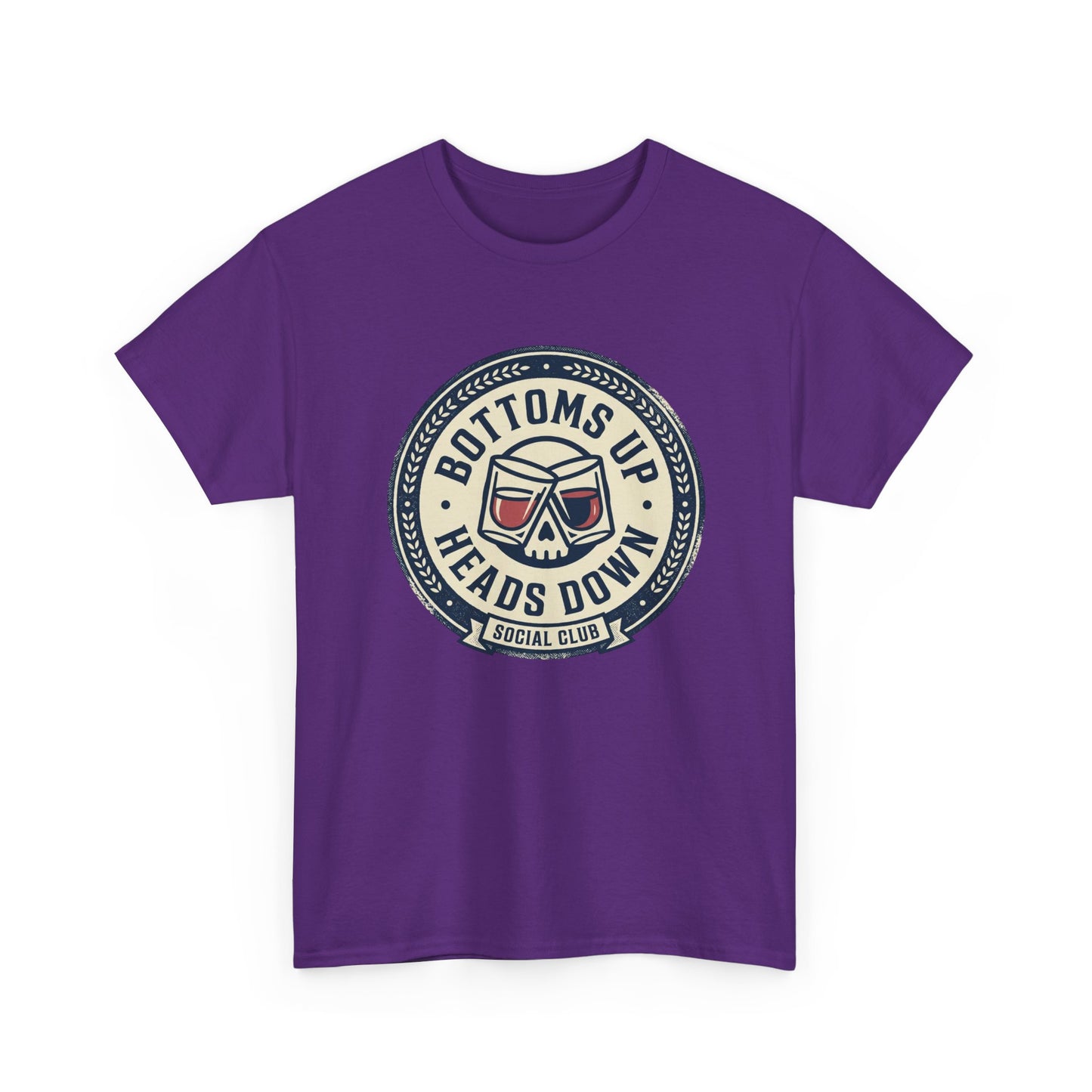 "Bottoms Up Heads Down" Skull Beer Logo Tee