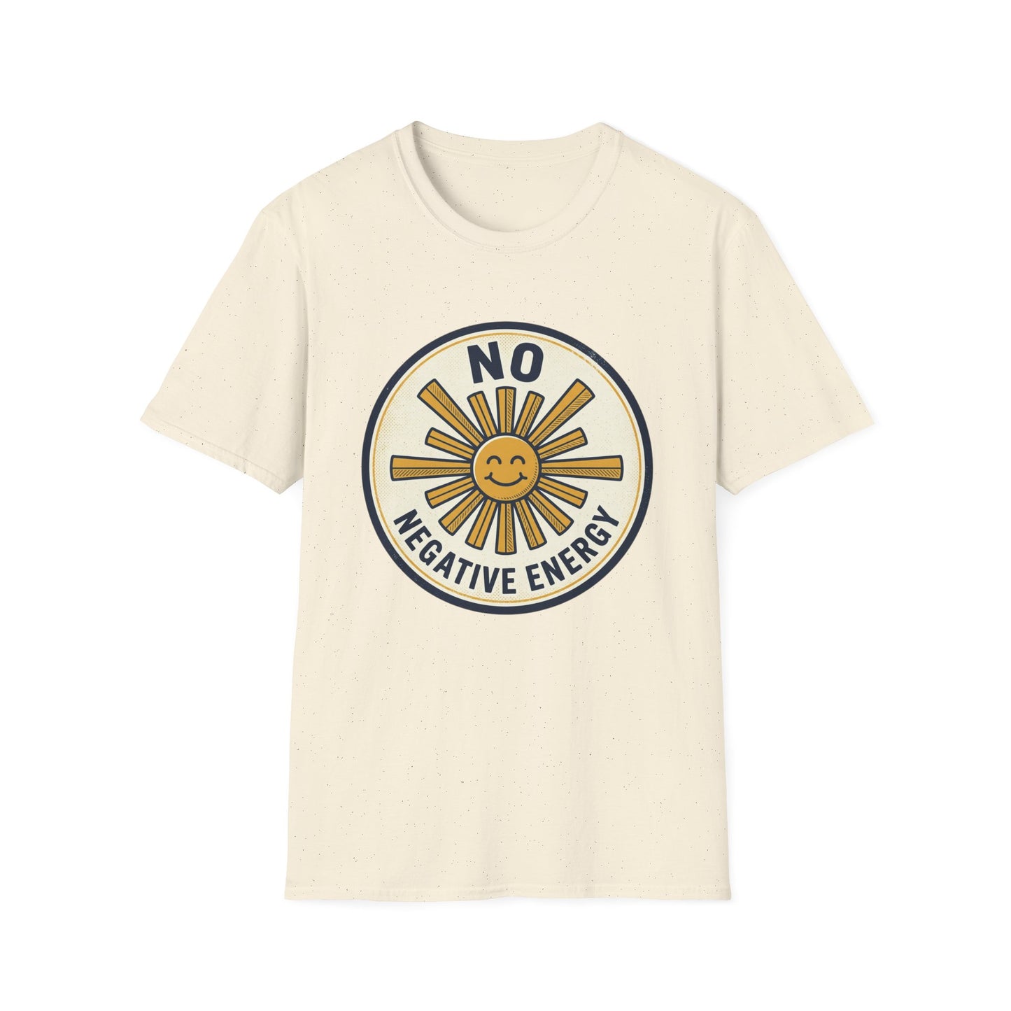 No Negative Energy T-Shirt — Retro Smiling Sun Positive Vibes Tee