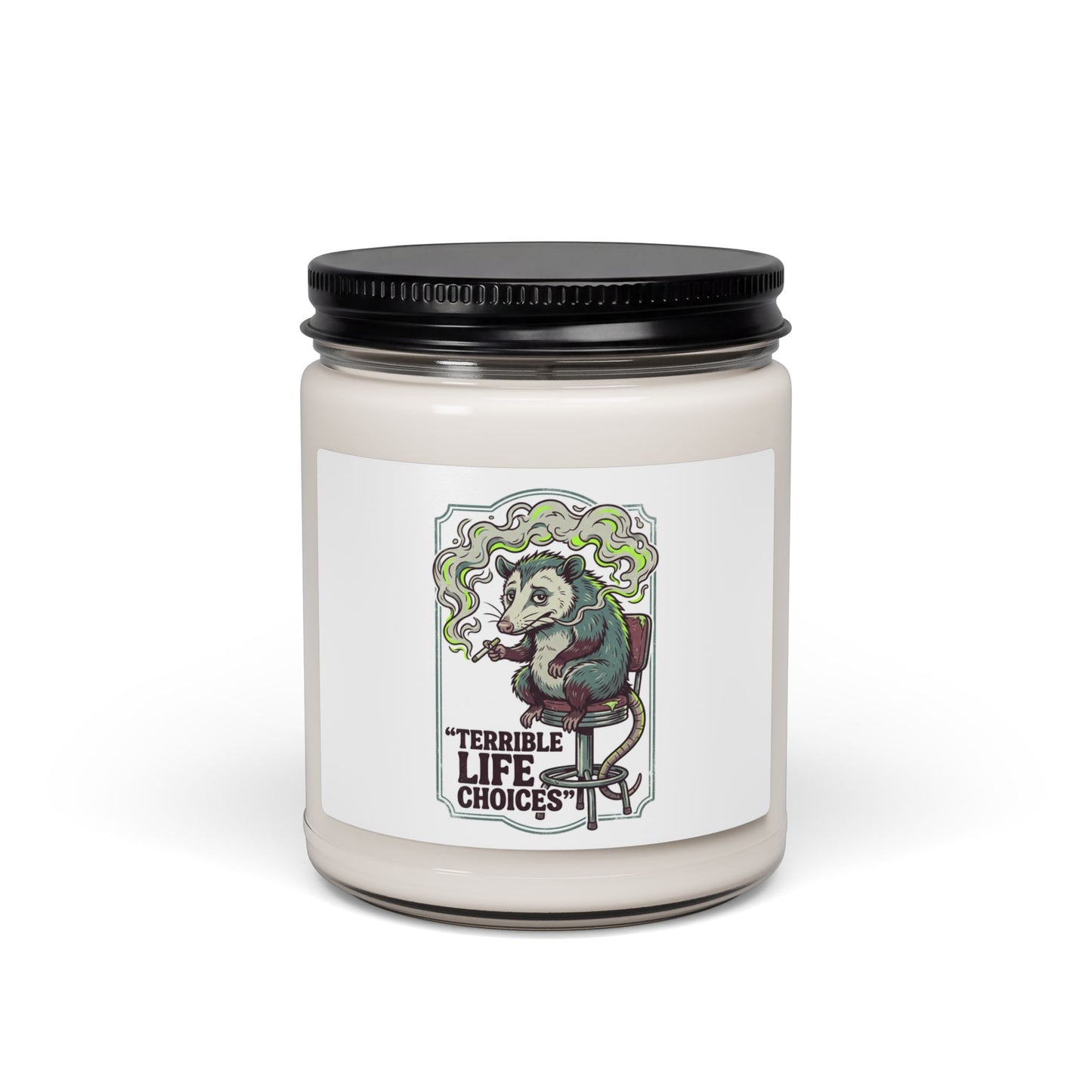 “Terrible Life Choices” Possum Candle | Animal Smoking, Absurdist Alt Soy Candle