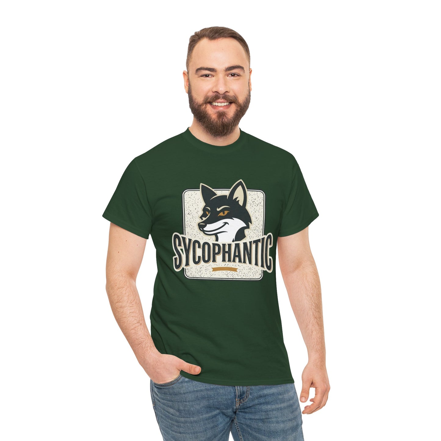 Sycophantic Fox Graphic Tee — Retro Animal Logo T-Shirt