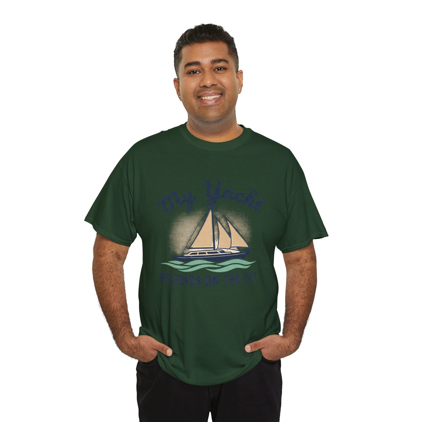 Sailboat Graphic Tee - "My Yacht Belongs on the Bay" Casual Nautical T-Shirt
