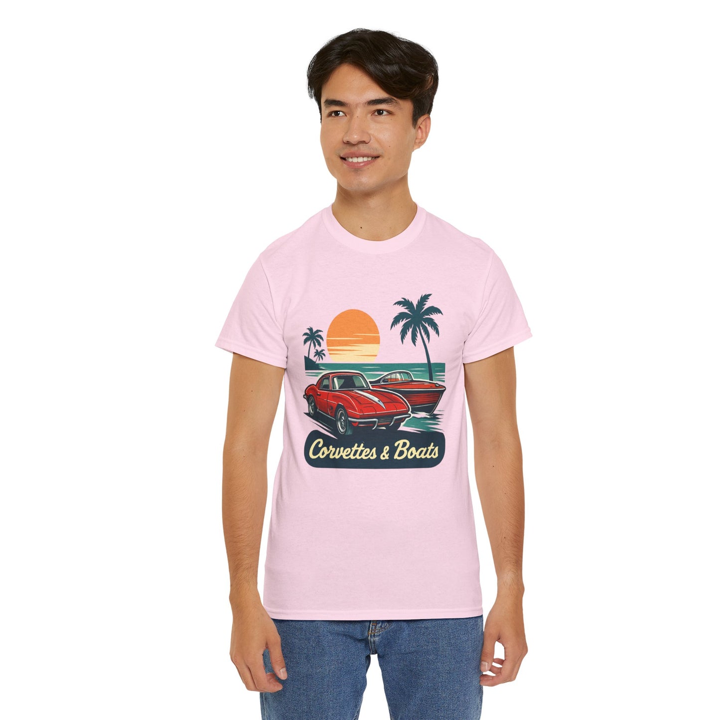 Corvettes & Boats Retro Sunset T‑Shirt