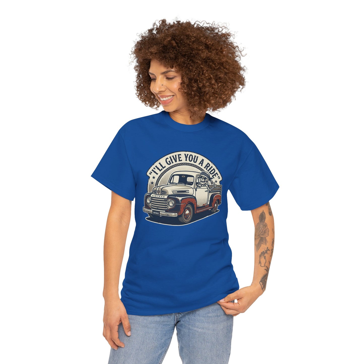 Vintage Pickup Truck T-Shirt — “I’ll Give You a Ride” Classic Retro Tee Printify