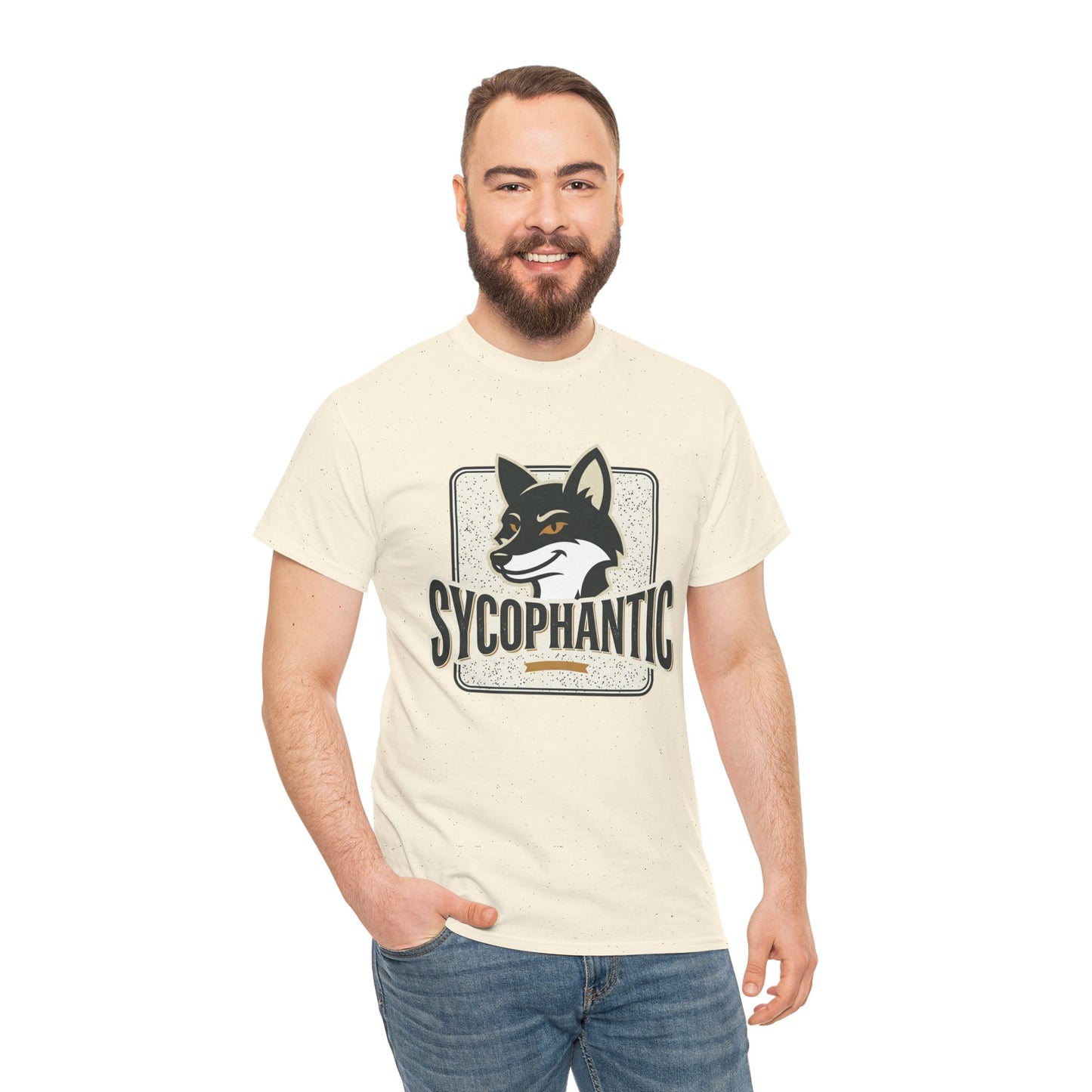 Sycophantic Fox Graphic Tee — Retro Animal Logo T-Shirt