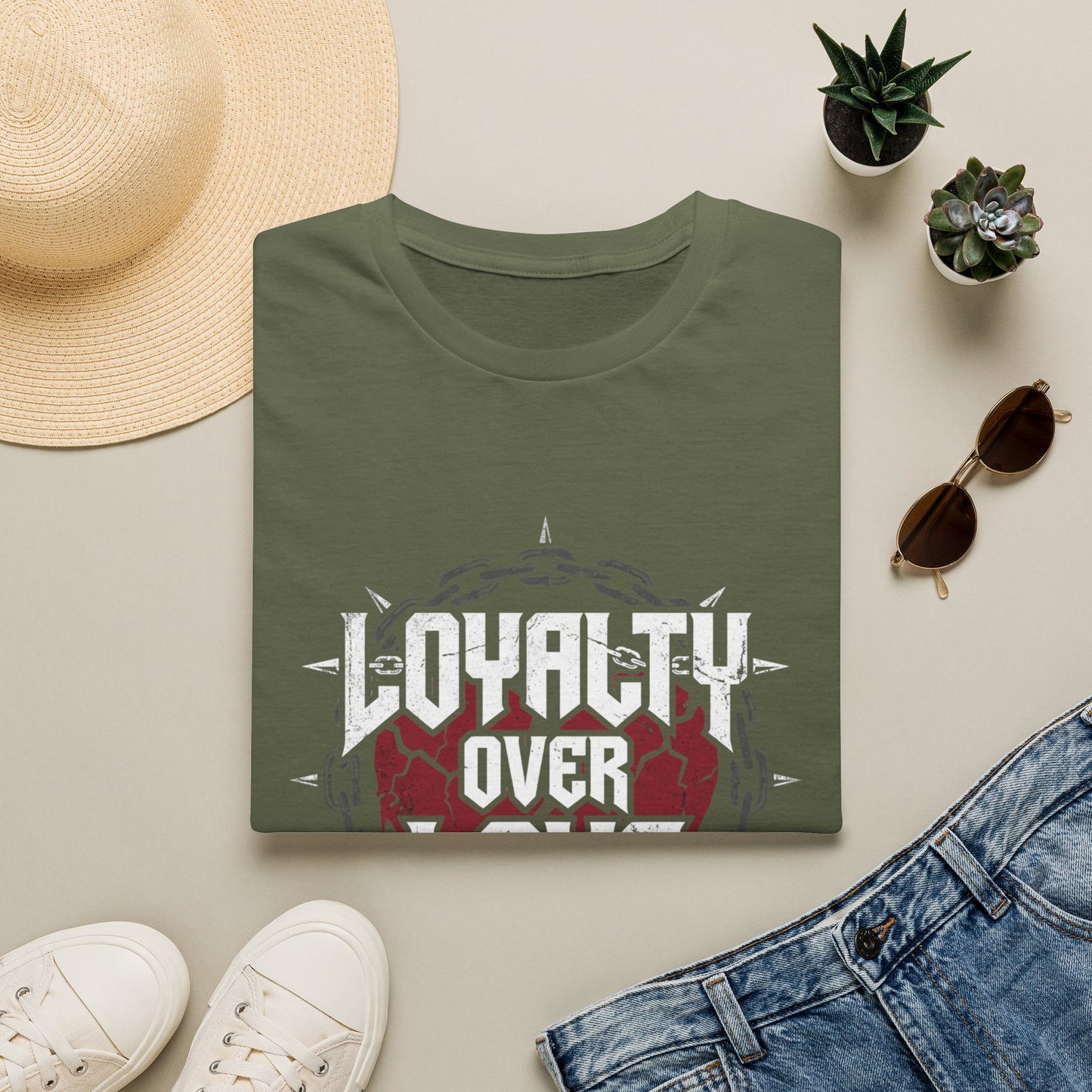 Loyalty Over Love T-Shirt — Edgy Heart & Chain Graphic Tee