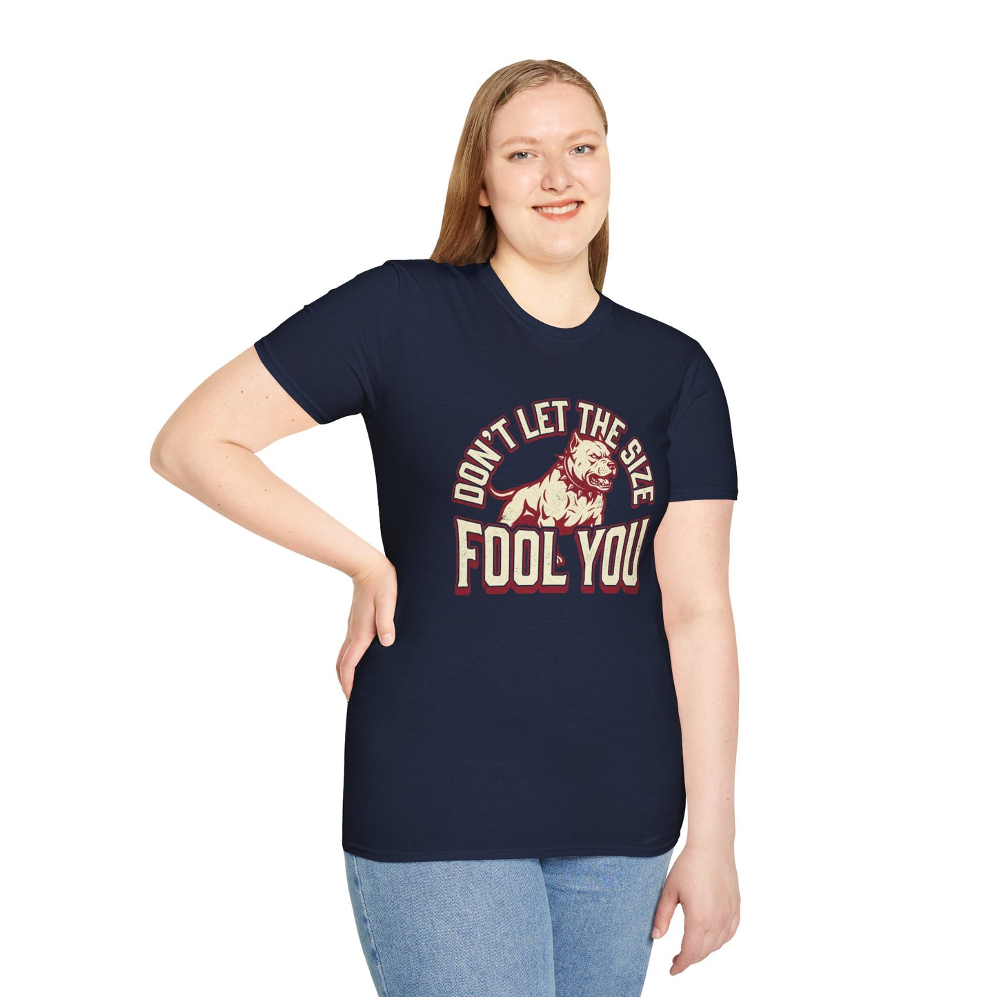 "Don’t Let The Size Fool You" Vintage Dog Tee-Pitbull Graphic T-Shirt