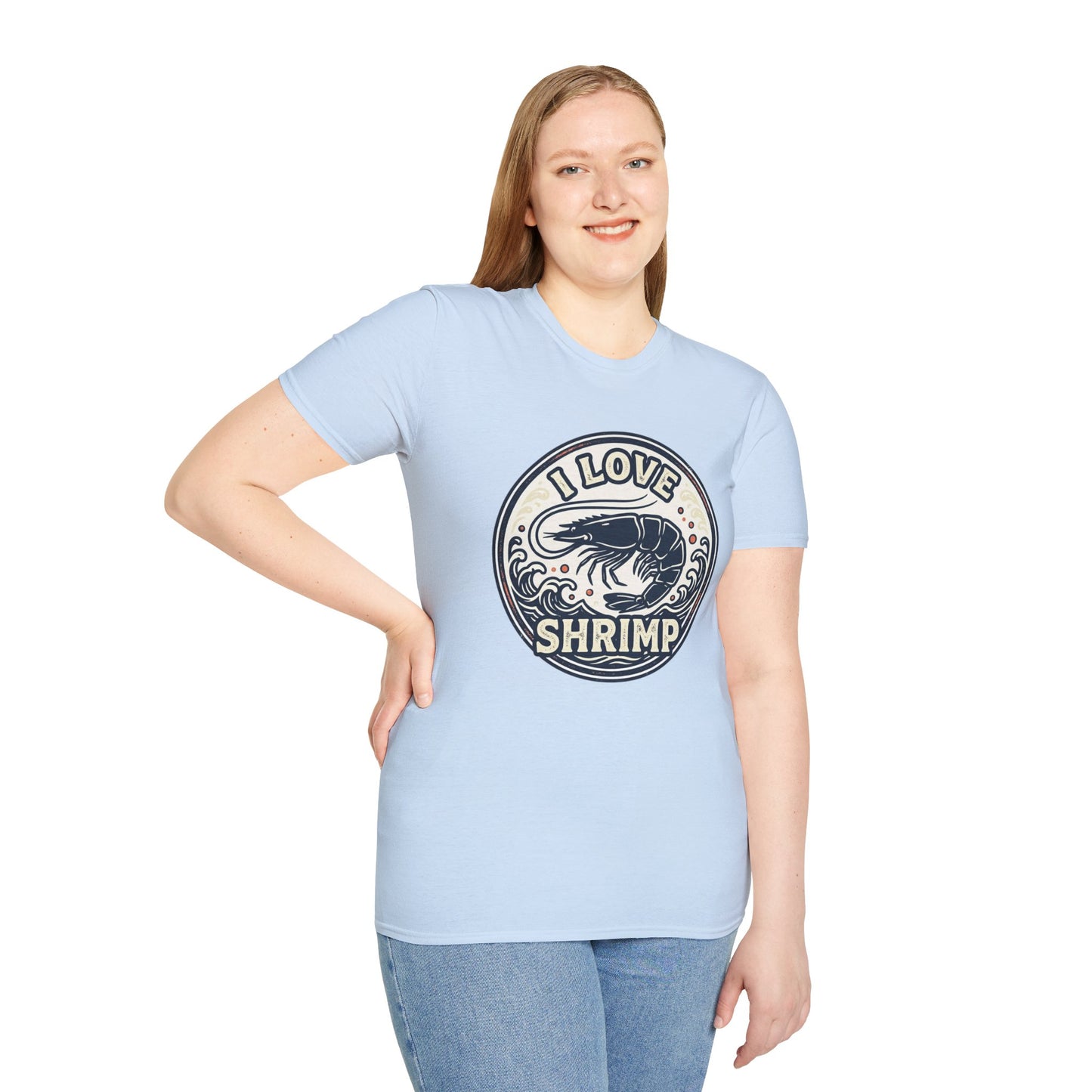 I Love Shrimp T-Shirt — Retro Seafood Crew Tee