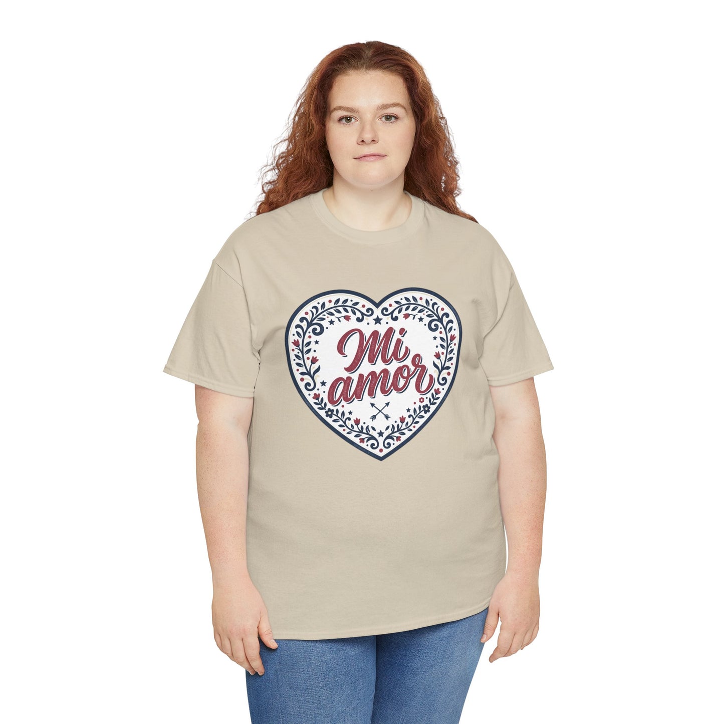 Mi Amor Heart T-Shirt — Romantic Floral Graphic Tee for Valentine’s Day