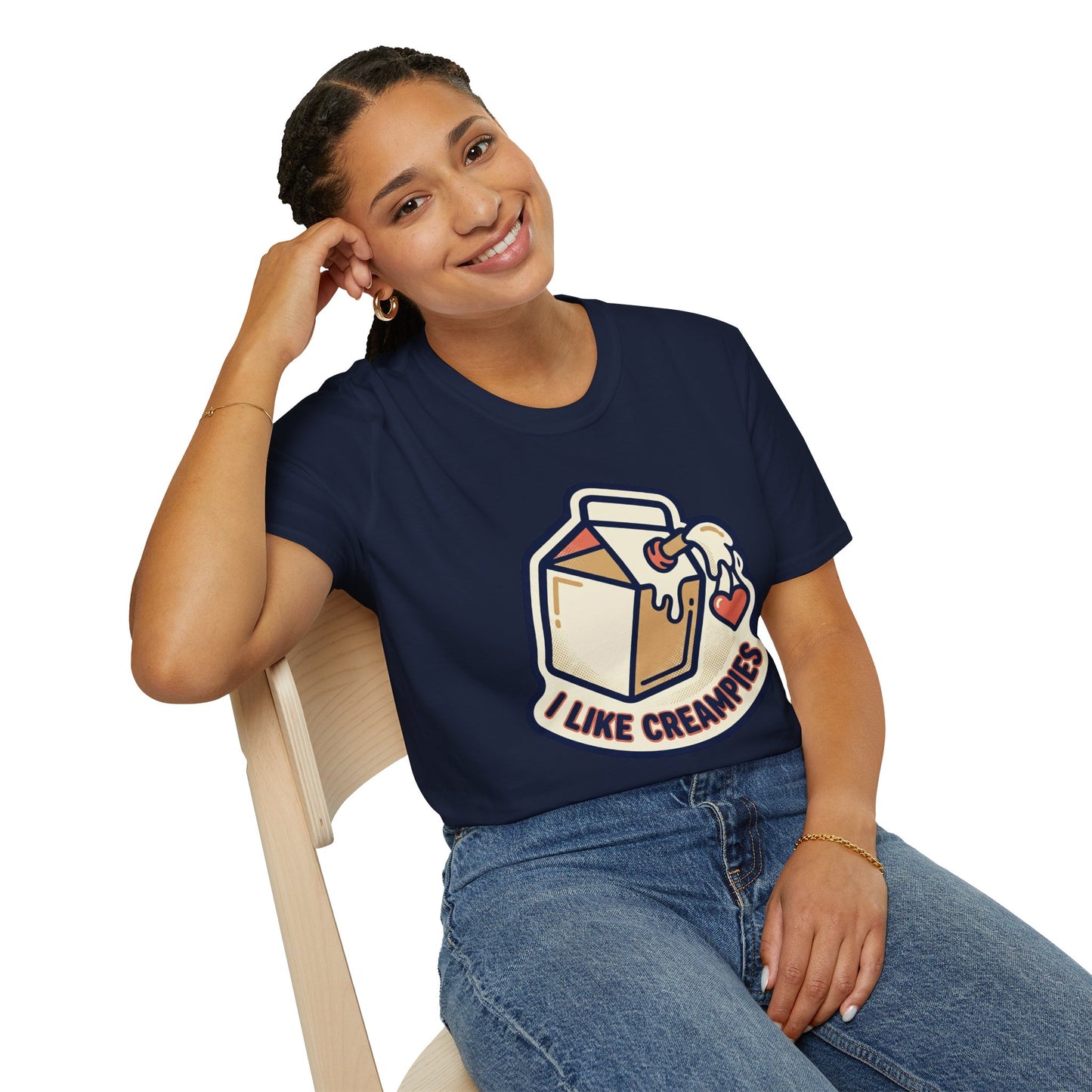 Cream Pie Cartoon T-Shirt — "I Like Creampies" Retro Milk Carton Graphic Tee
