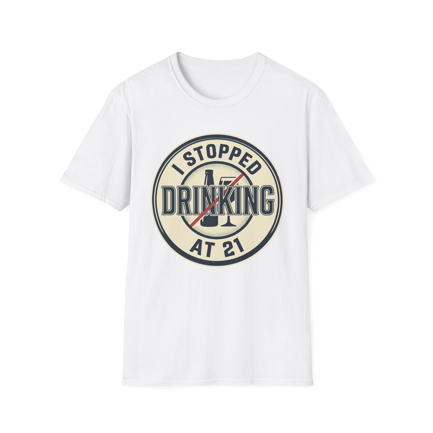 'Stopped Drinking at 21' Vintage Sobriety Shirt