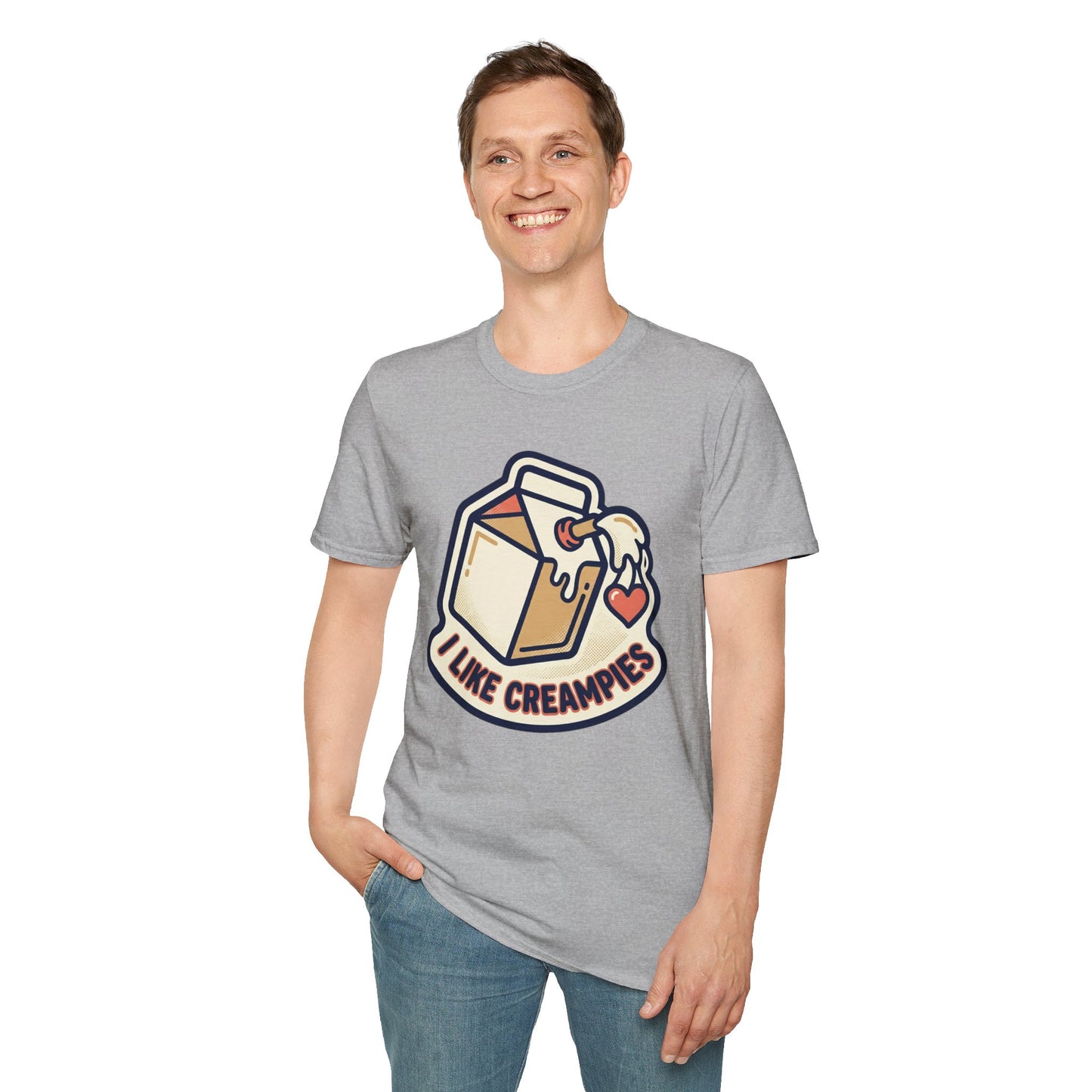 Cream Pie Cartoon T-Shirt — "I Like Creampies" Retro Milk Carton Graphic Tee