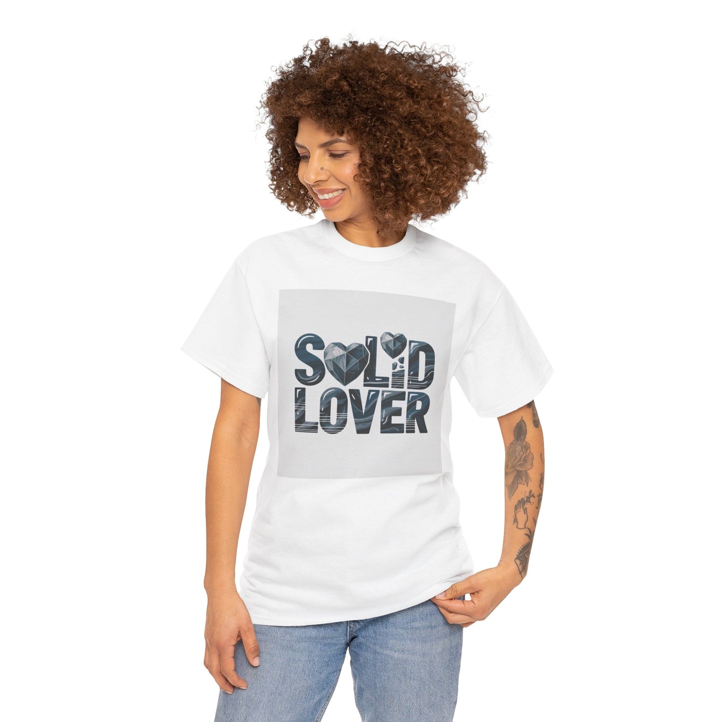 Solid Lover T‑Shirt — Bold Heart Typography Tee for Couples & Romance