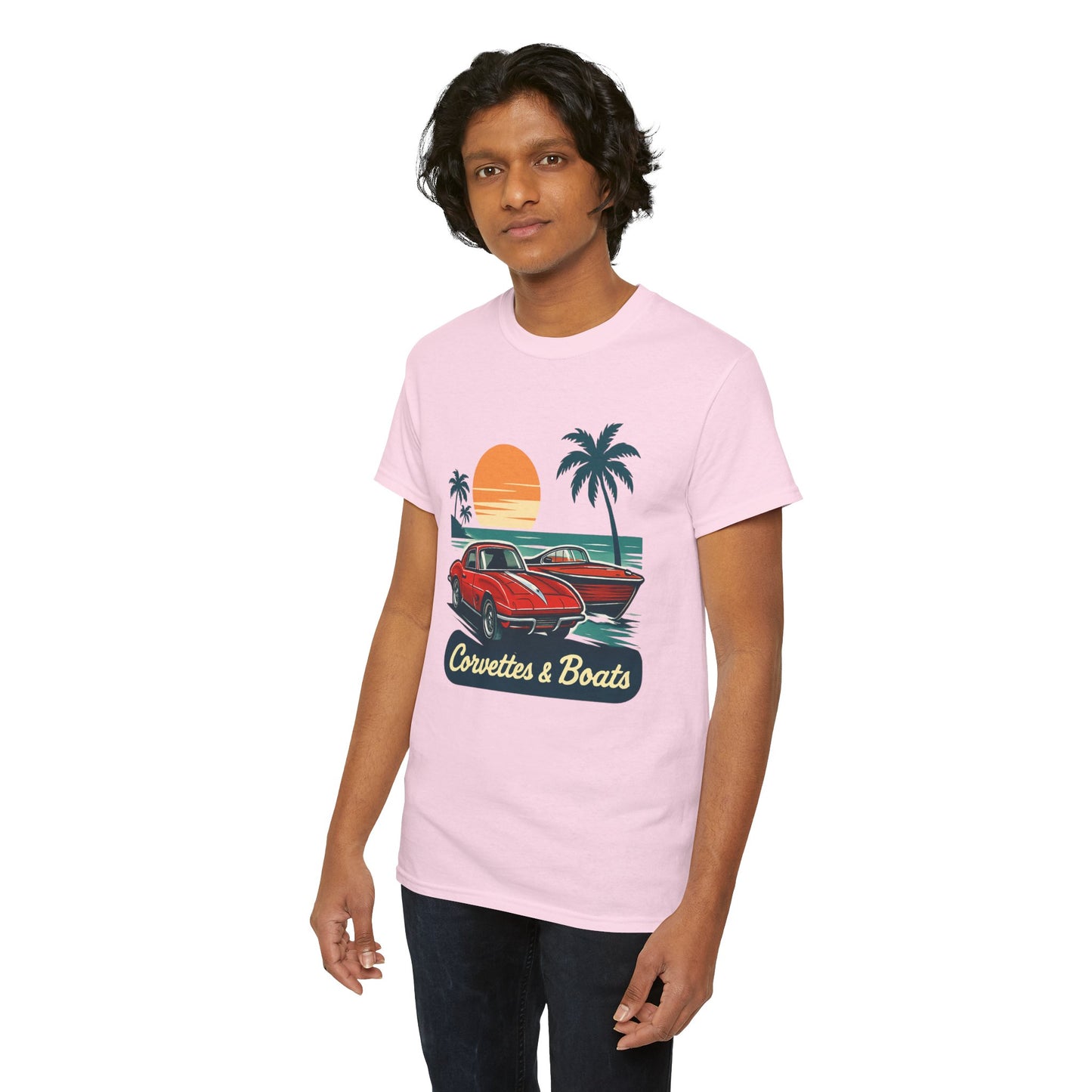 Corvettes & Boats Retro Sunset T‑Shirt