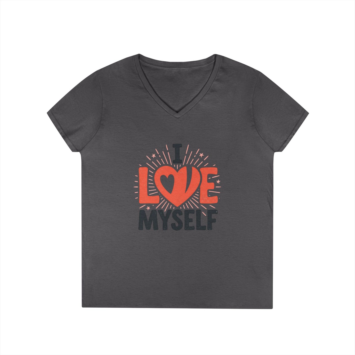 I Love Myself V-Neck Tee — Self-Love Women's T-Shirt Printify