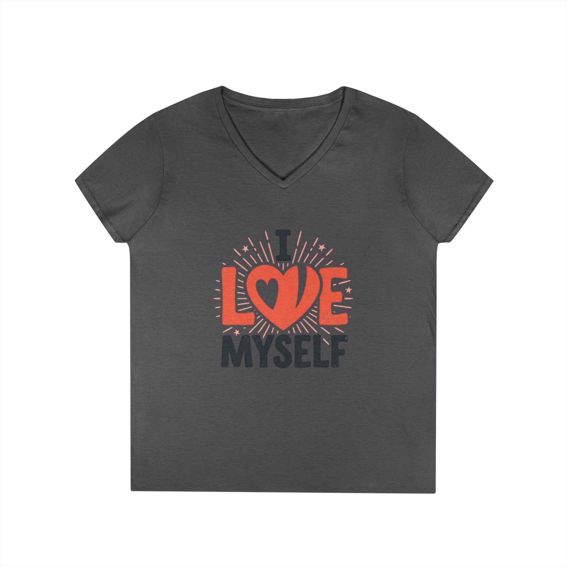 I Love Myself V-Neck Tee — Self-Love Women's T-Shirt Printify