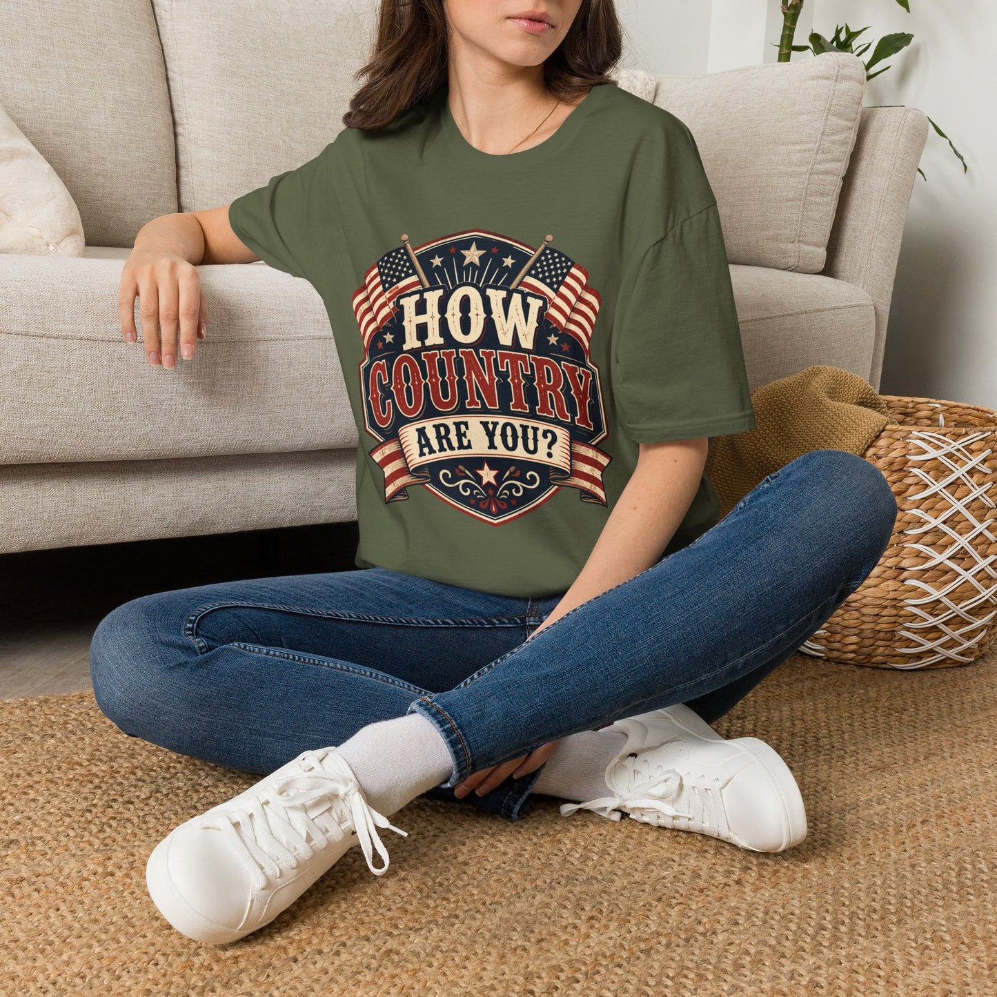 How Country Are You? T-Shirt — Vintage American Flag Country Graphic Tee