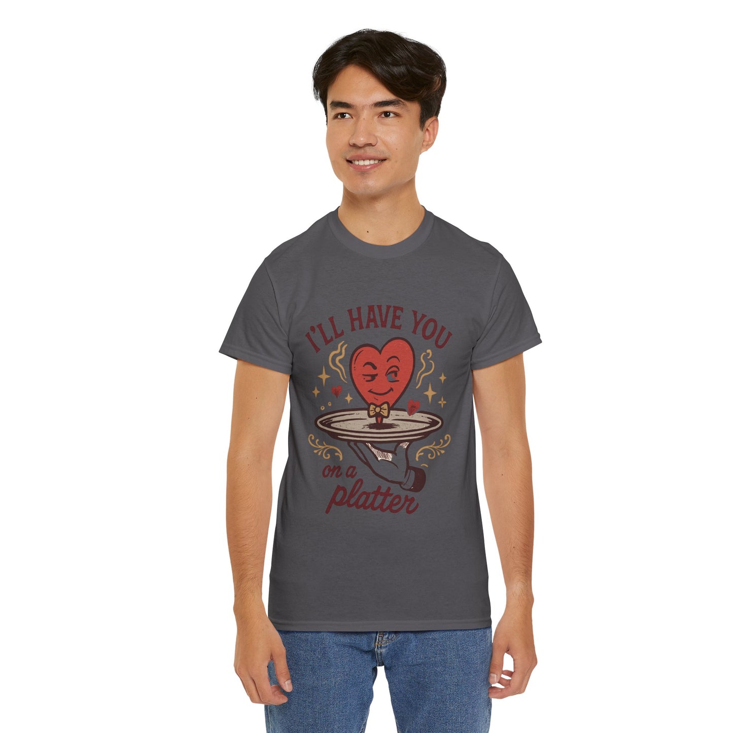Valentine Heart on a Platter T-Shirt — I'll Have You on a Platter Cute Romantic Tee