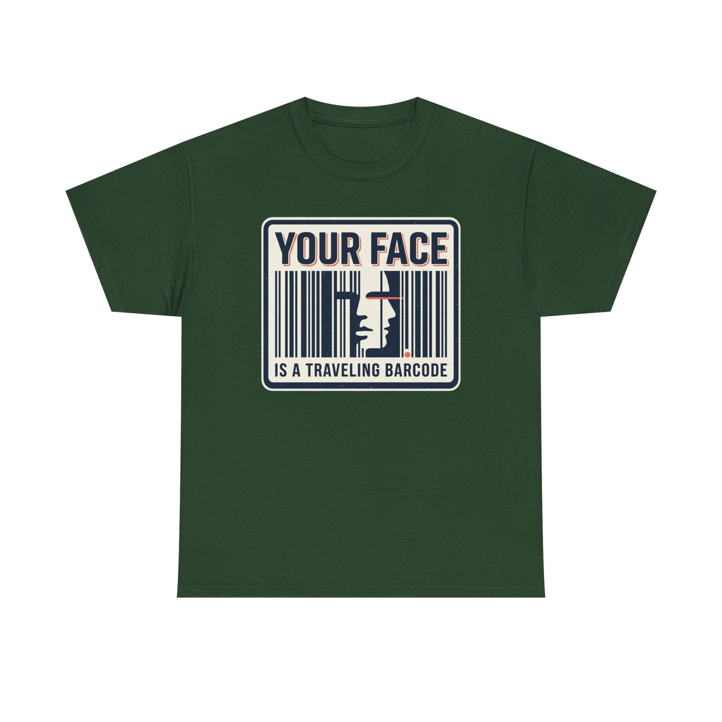 "Your Face Is a Traveling Barcode" Graphic Tee