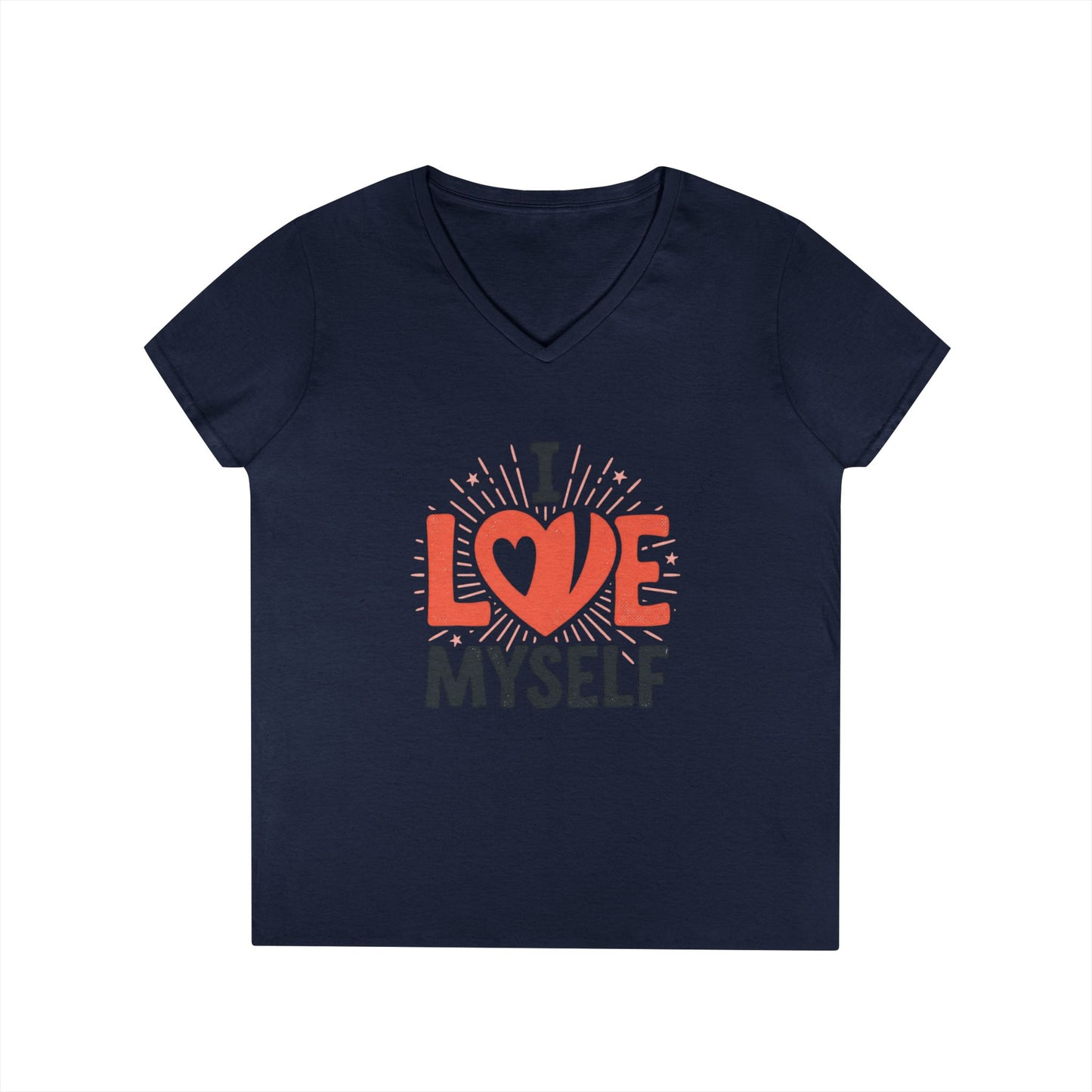 I Love Myself V-Neck Tee — Self-Love Women's T-Shirt Printify