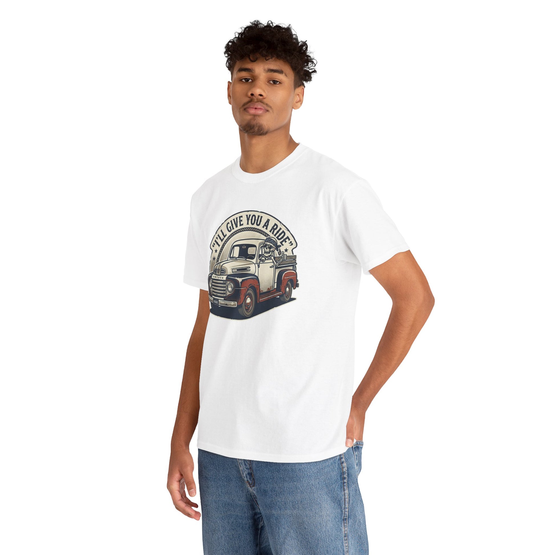Vintage Pickup Truck T-Shirt — “I’ll Give You a Ride” Classic Retro Tee Printify