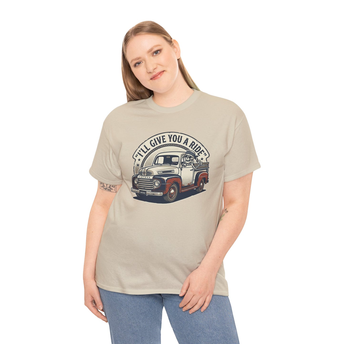 Vintage Pickup Truck T-Shirt — “I’ll Give You a Ride” Classic Retro Tee Printify