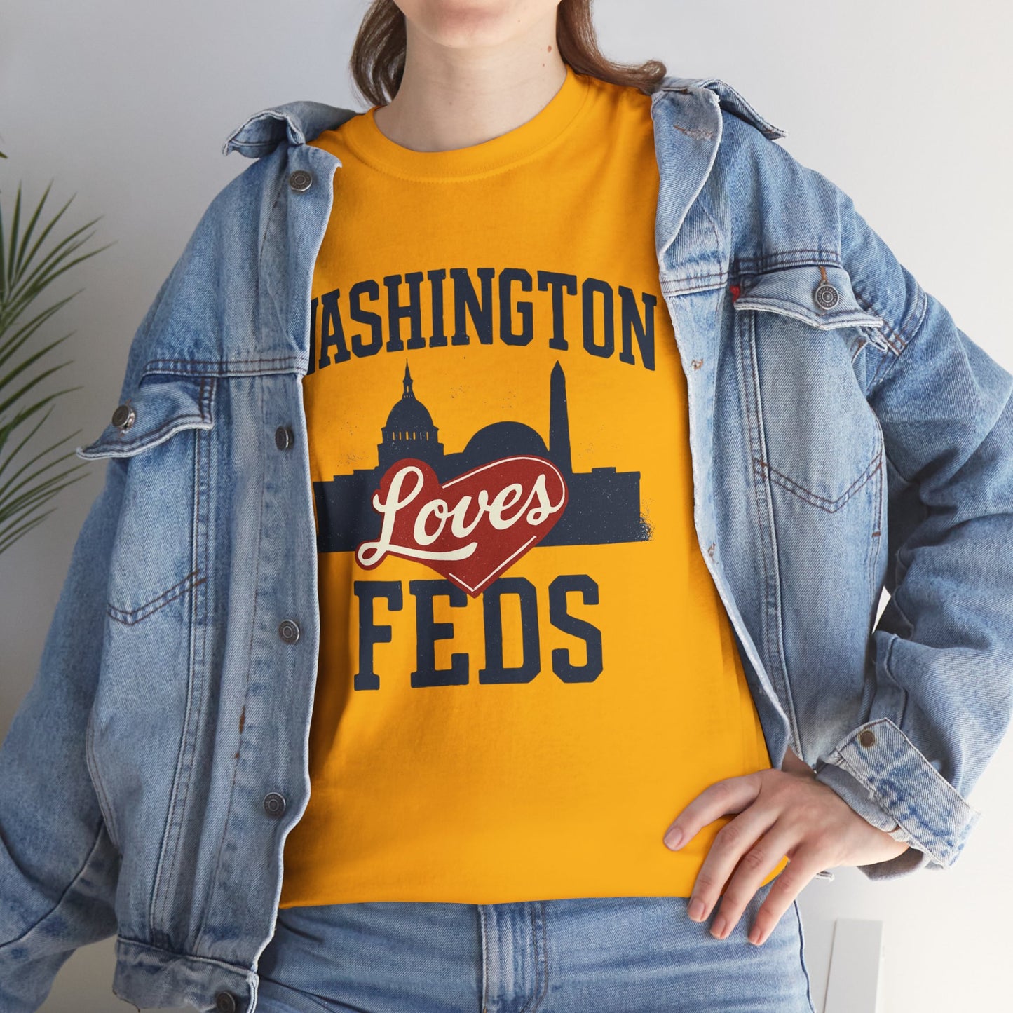 Washington Loves Feds T-Shirt — Patriotic DC Skyline Tee