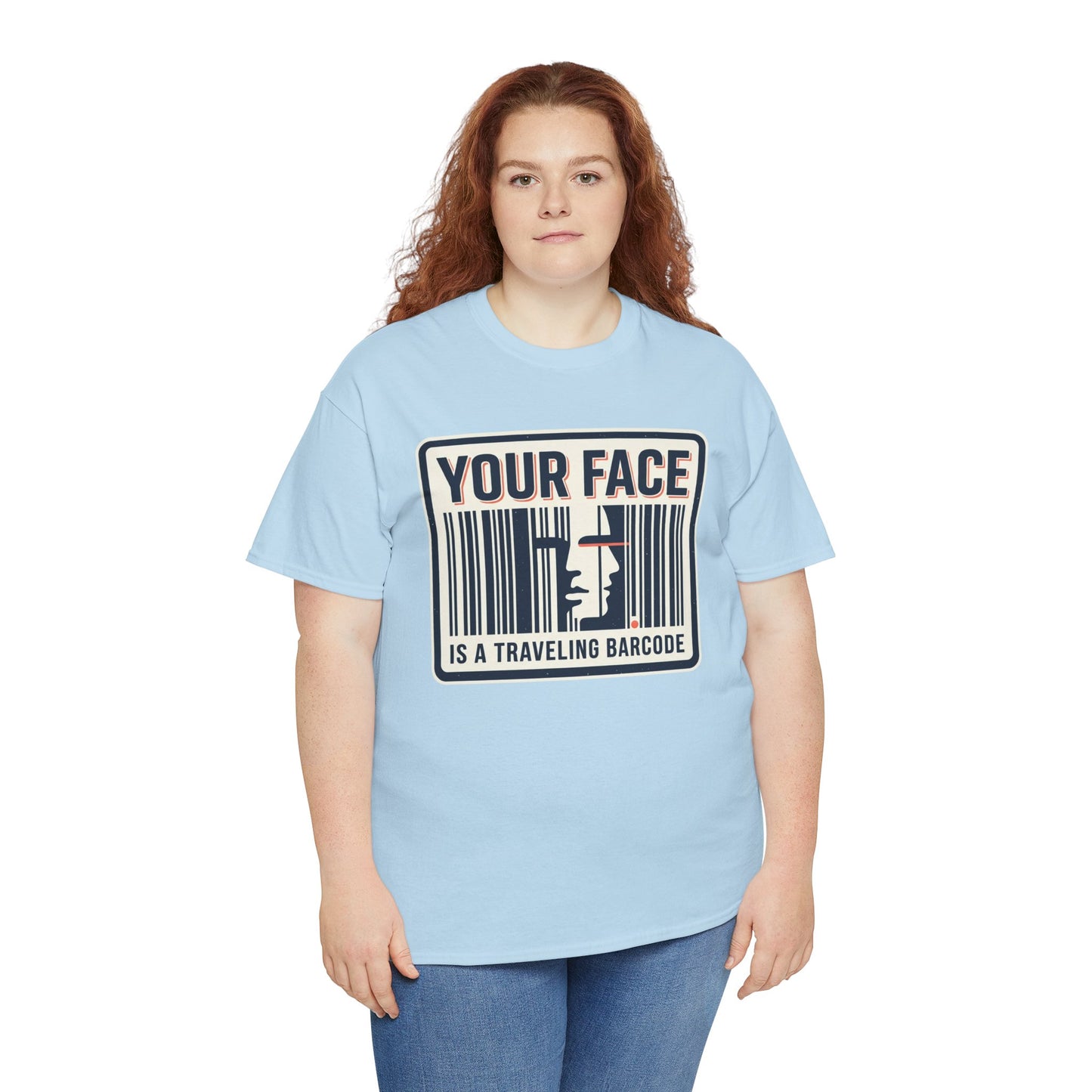 "Your Face Is a Traveling Barcode" Graphic Tee