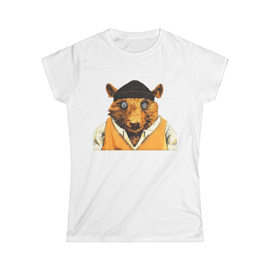 Beaver Portrait Tee — Retro Dressed Animal Graphic Women's Shirt