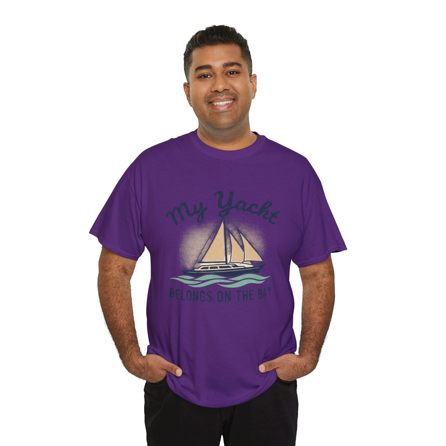 Sailboat Graphic Tee - "My Yacht Belongs on the Bay" Casual Nautical T-Shirt