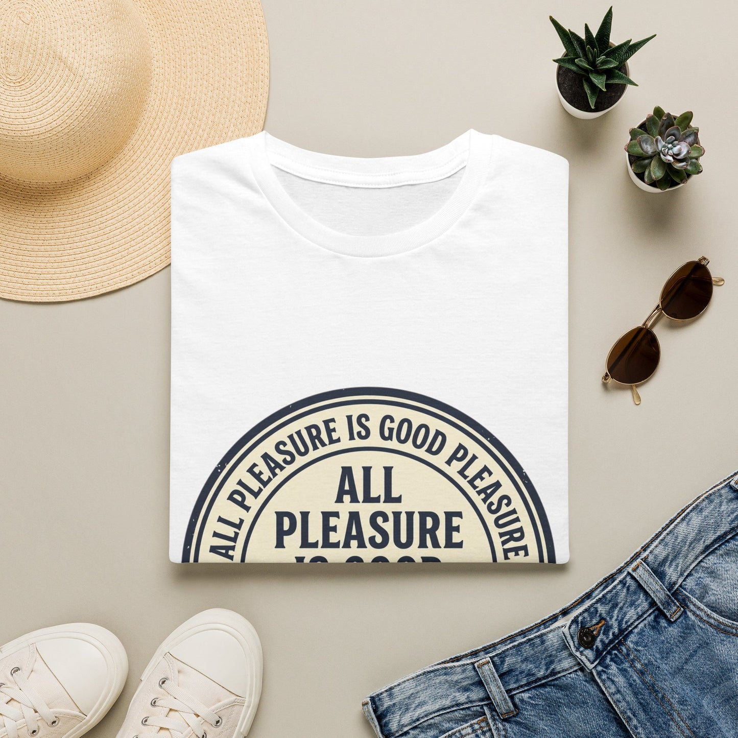 "All Pleasure Is Good Pleasure" Vintage Badge Tee