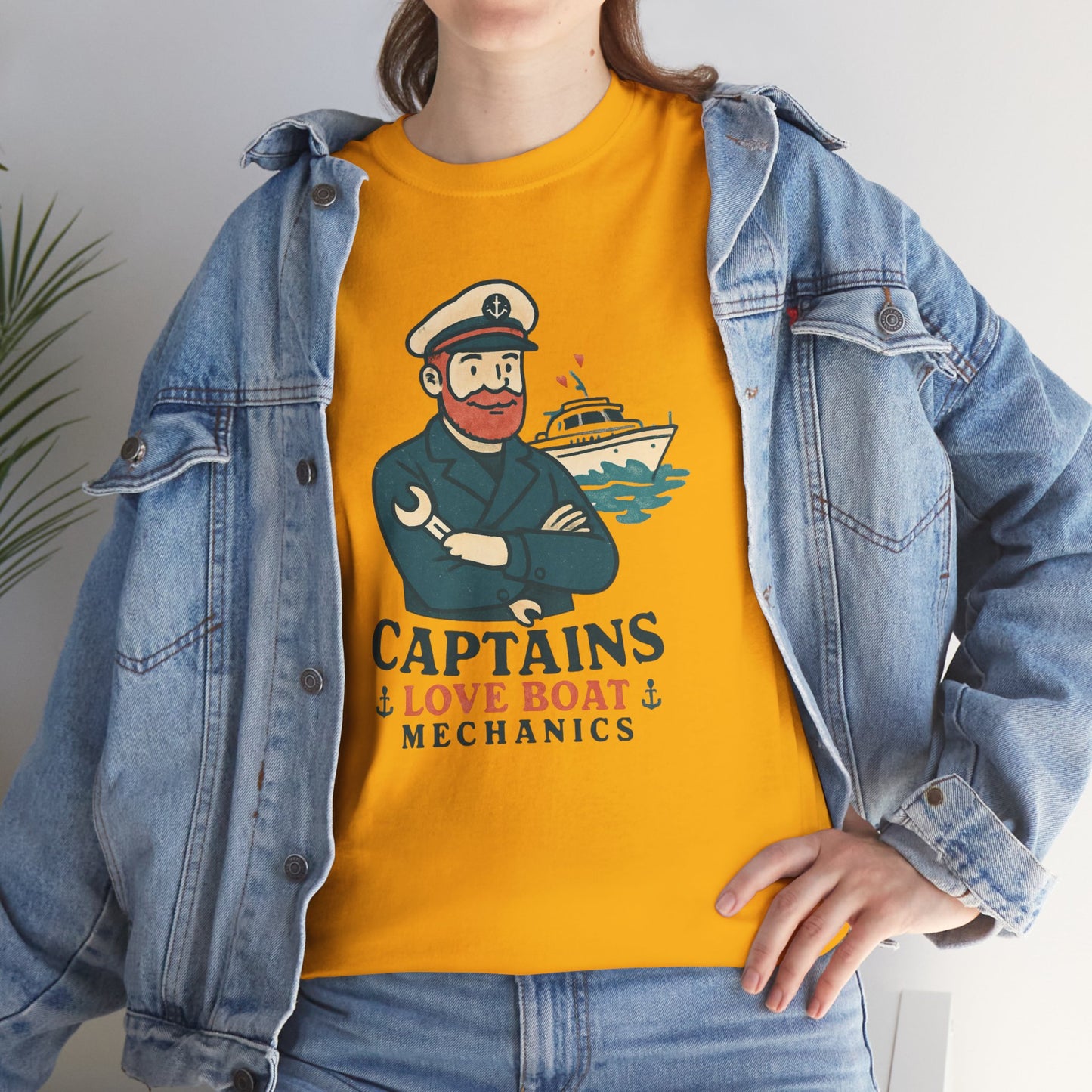 Captain Mechanics T‑Shirt — "Captains Love Boat Mechanics" Nautical Crew Tee