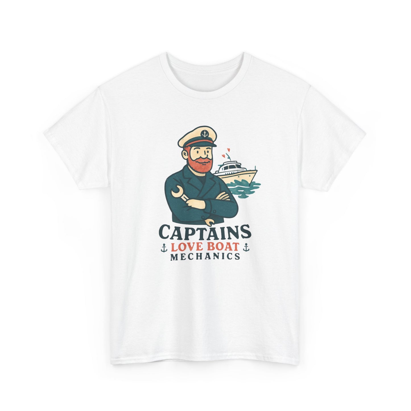 Captain Mechanics T‑Shirt — "Captains Love Boat Mechanics" Nautical Crew Tee