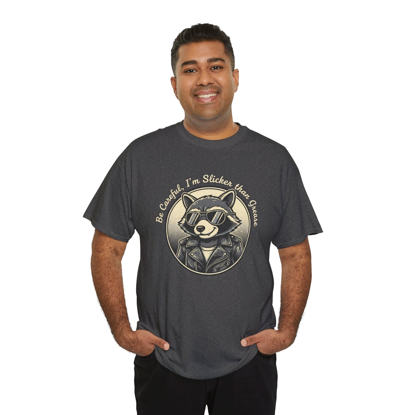 Raccoon Detective Graphic Tee — "Be Careful I’m Watching Your Snacks" Vintage Badge T-Shirt