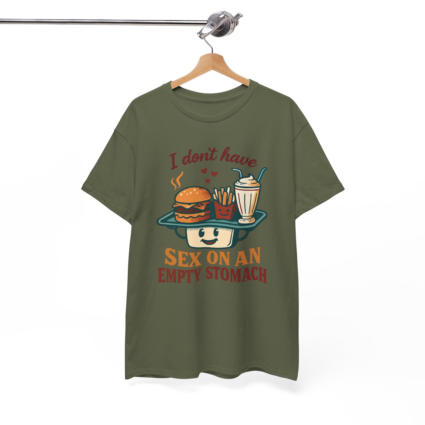 "I Don't Have Sex on an Empty Stomach" Burger & Milkshake Funny T-Shirt