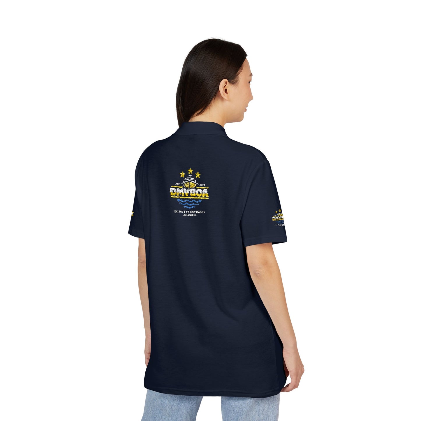 Unisex Pique Polo Shirt (Embroidery) Front and Back